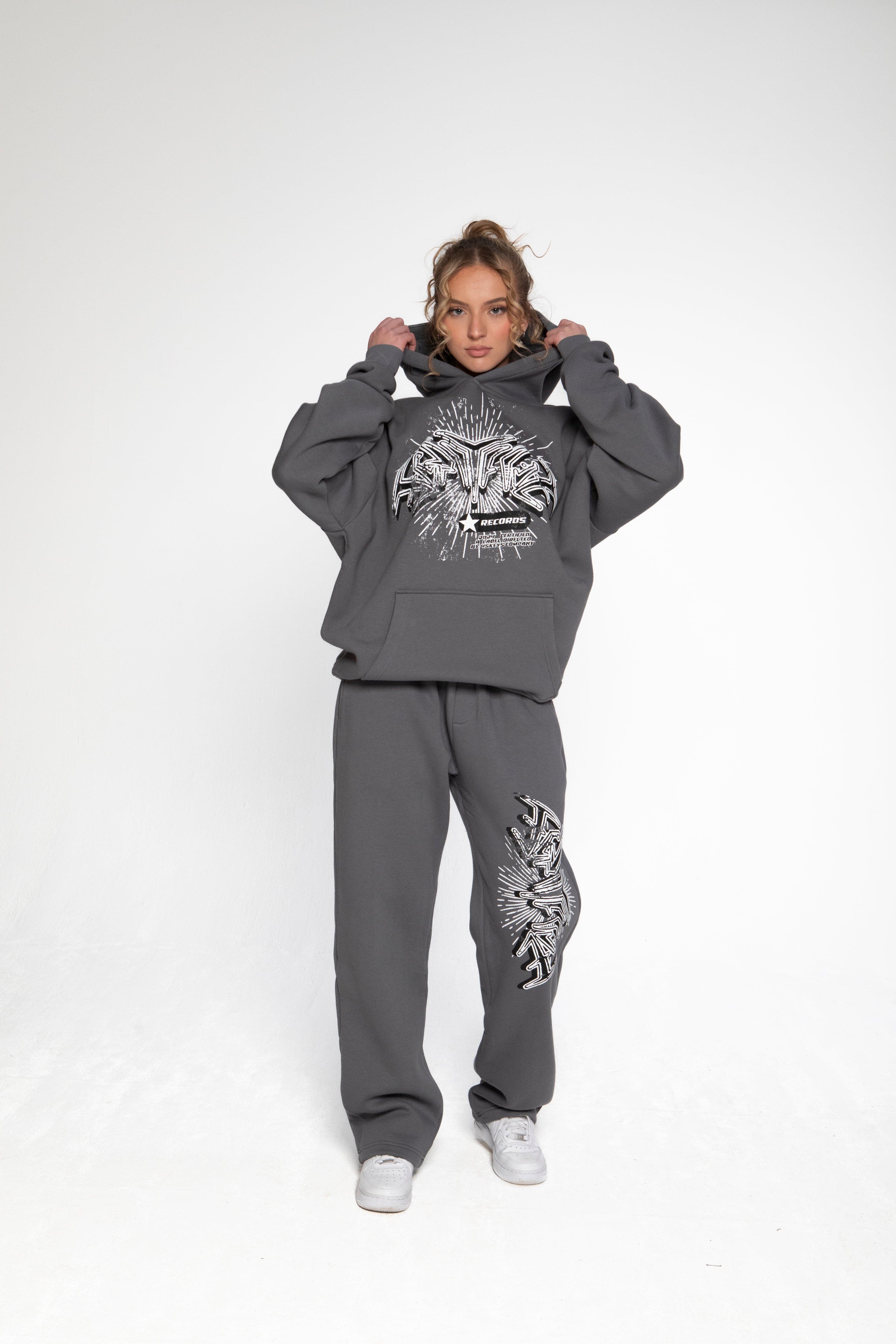 RECORDS HOODIE DARK GREY