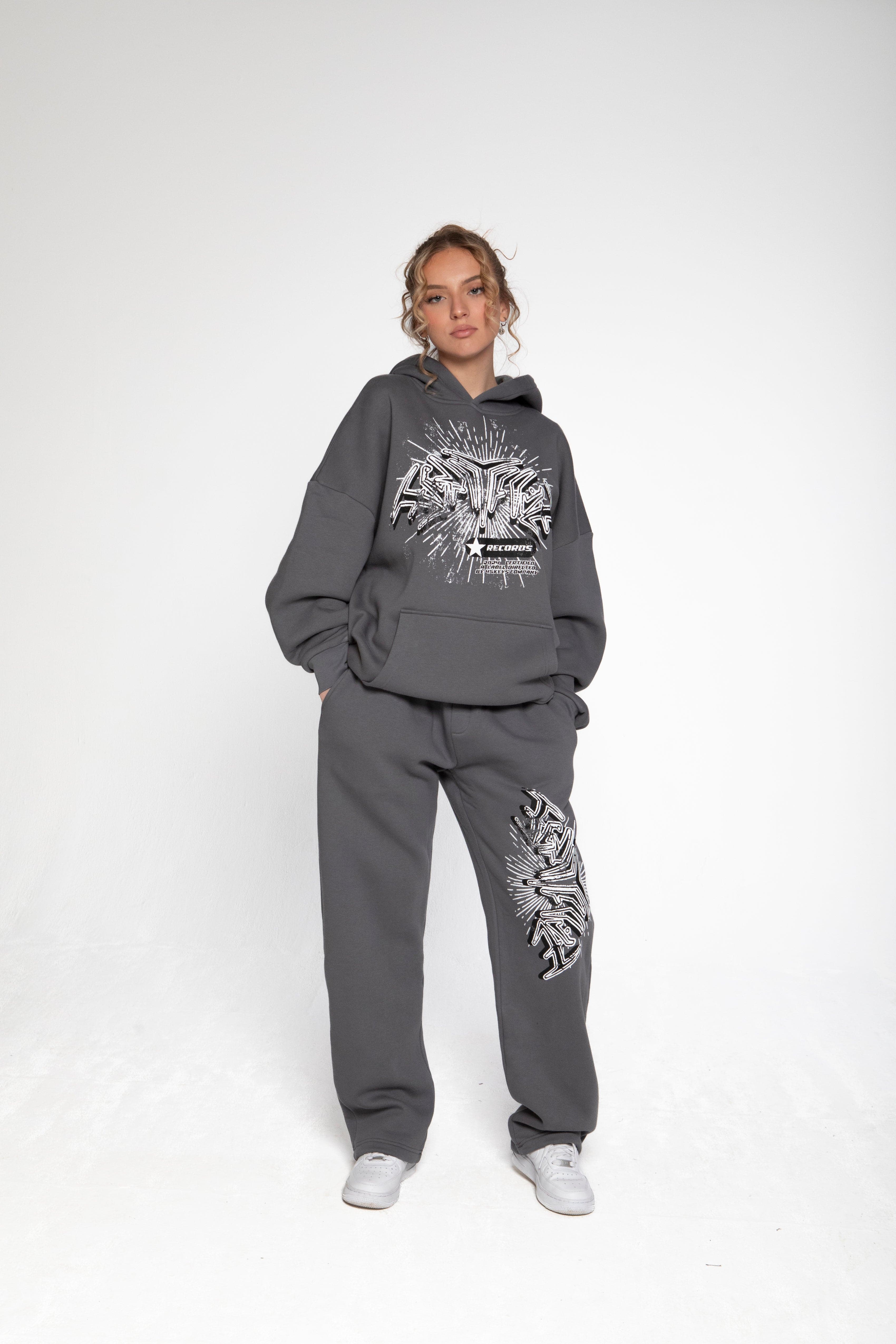 RECORDS HOODIE DARK GREY