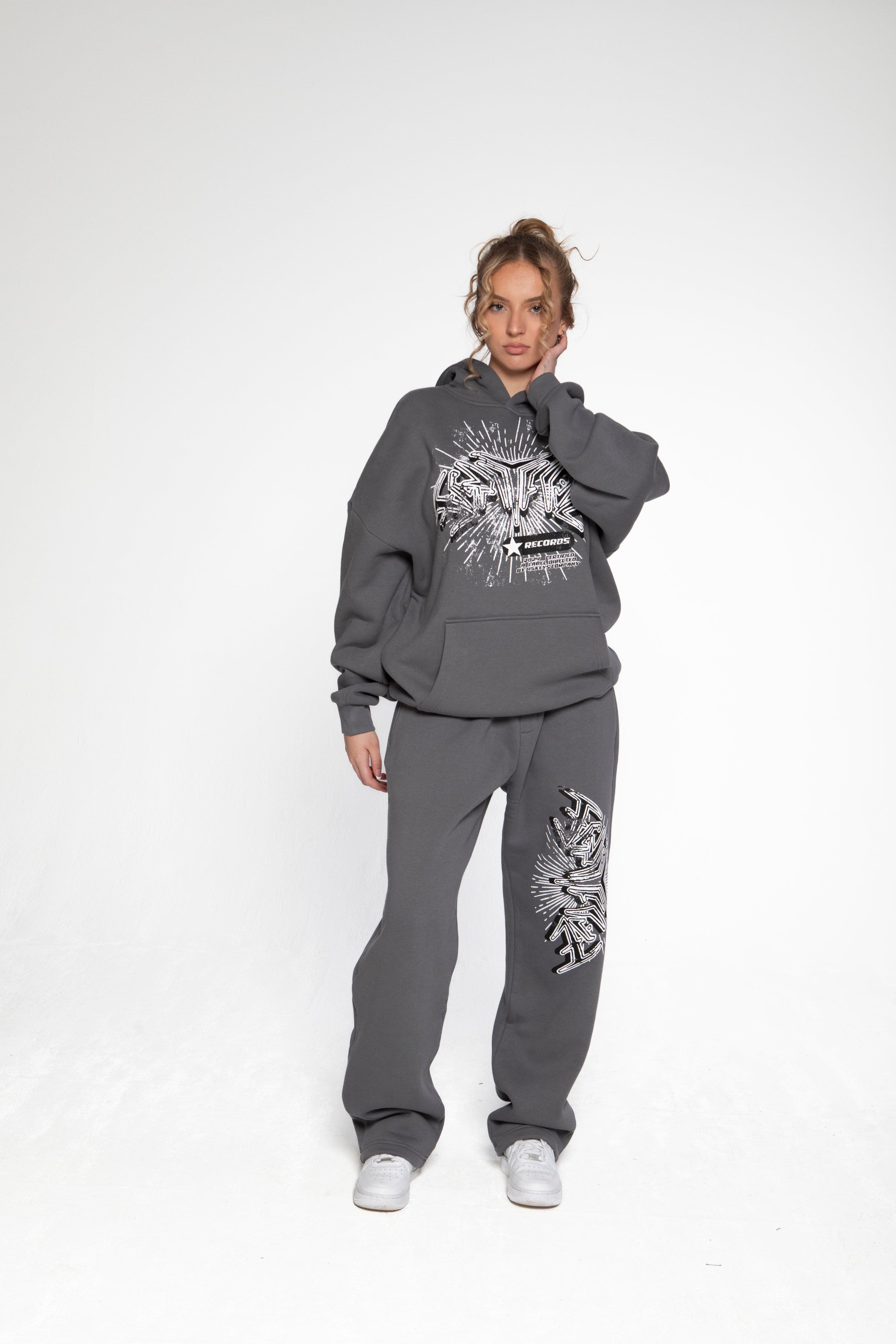 RECORDS HOODIE DARK GREY