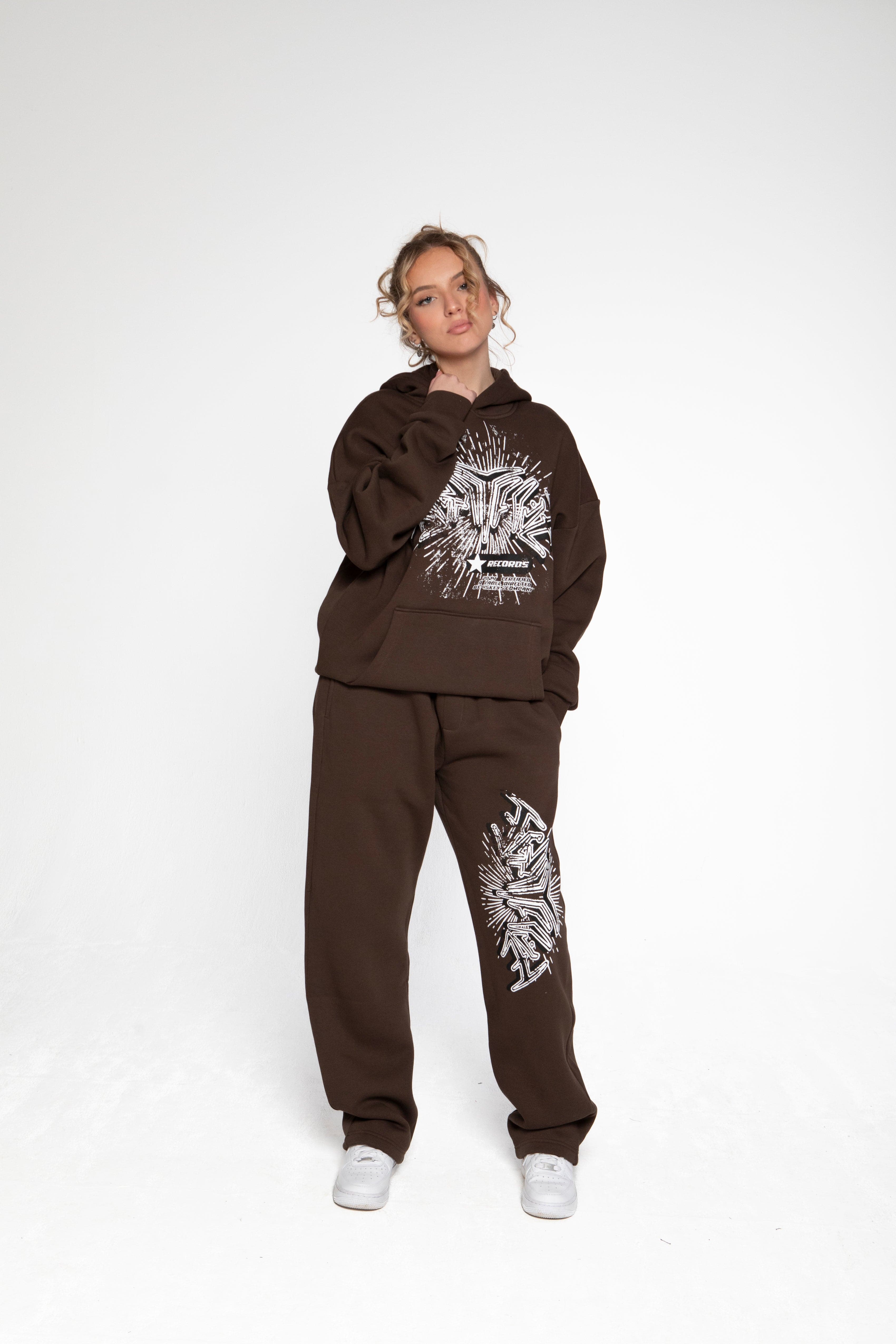 RECORDS HOODIE BROWN