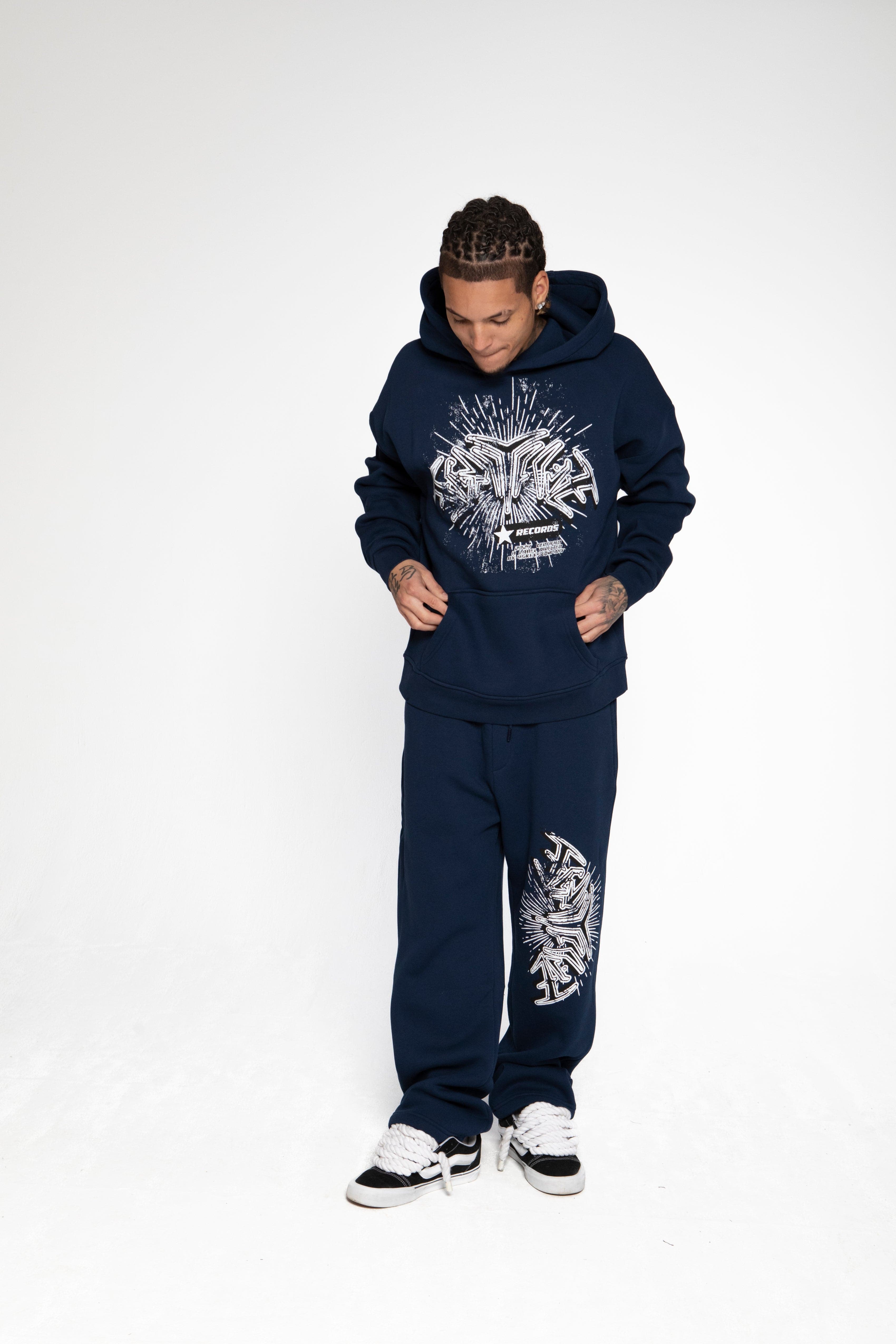 RECORDS HOODIE NAVY