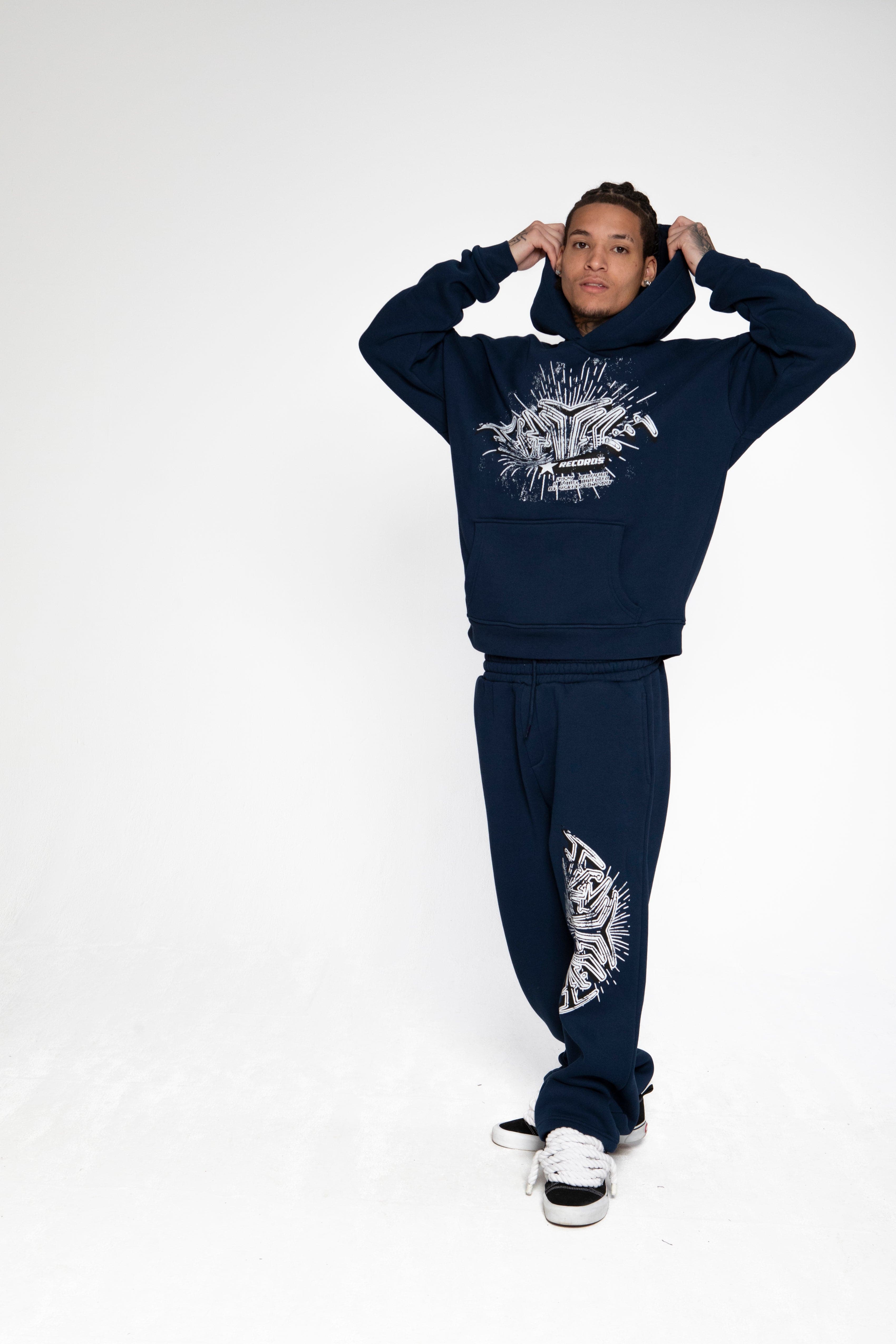 RECORDS HOODIE NAVY