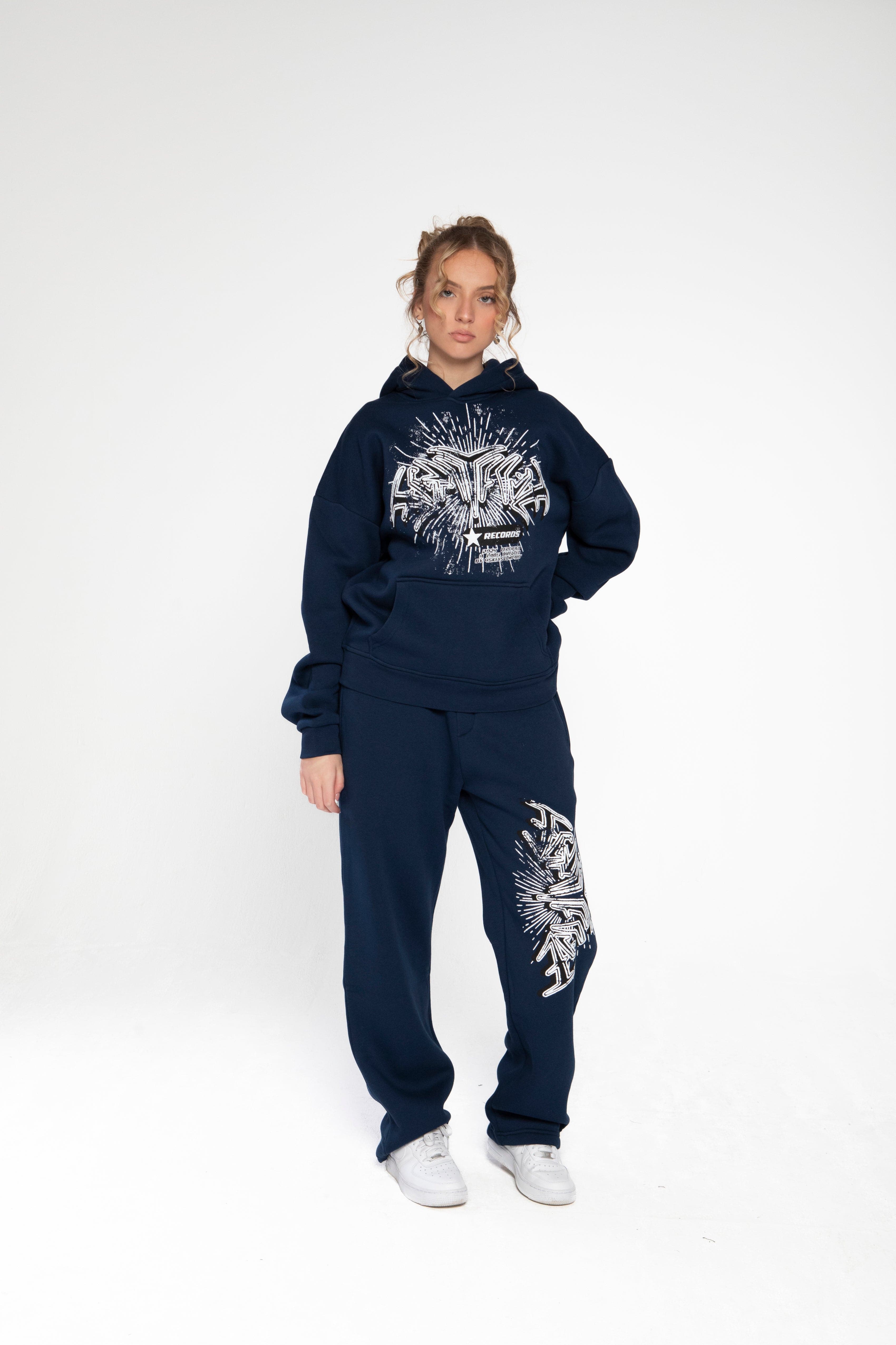 RECORDS HOODIE NAVY