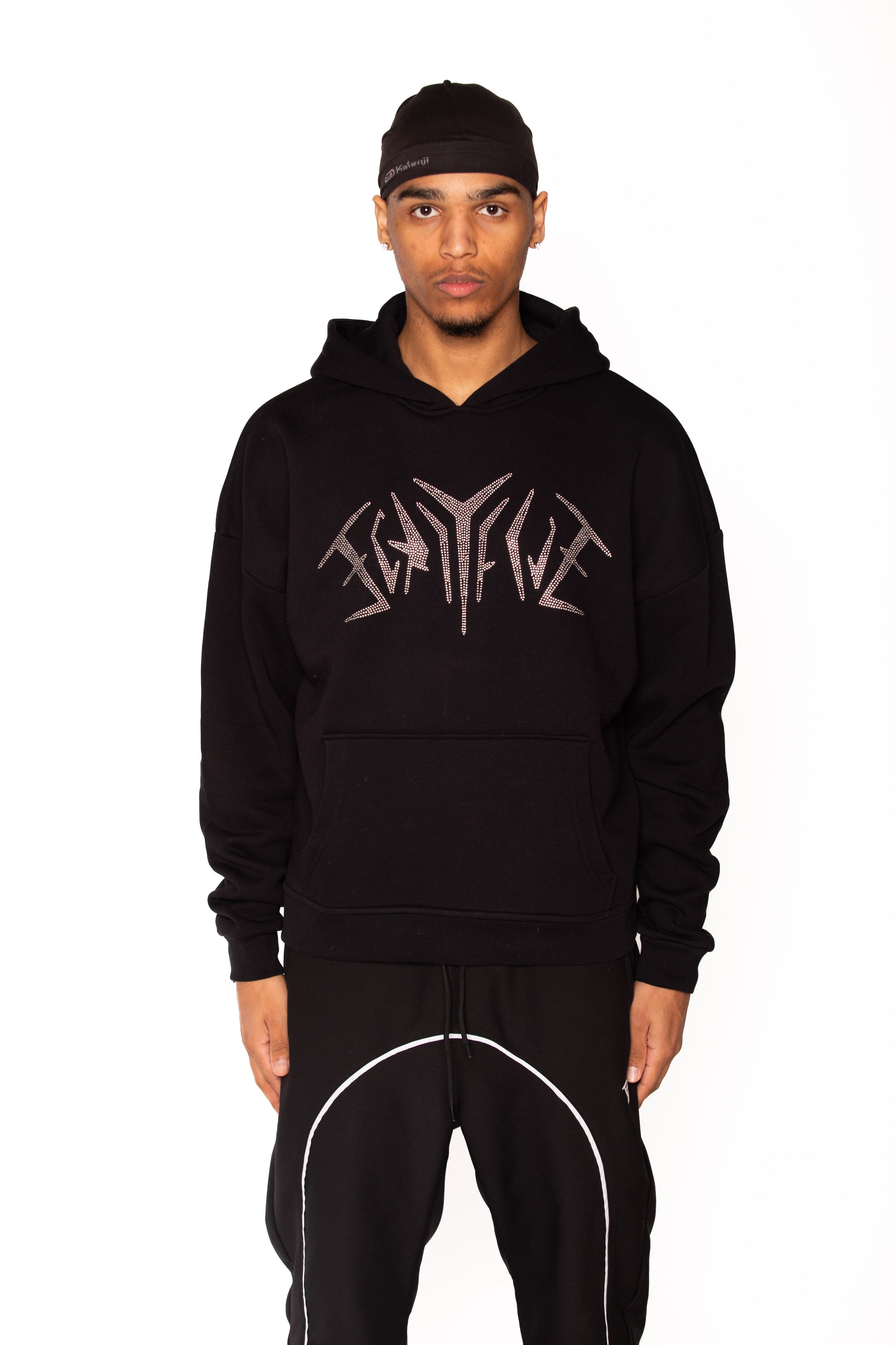 RHINESTONE HOODIE BLACK