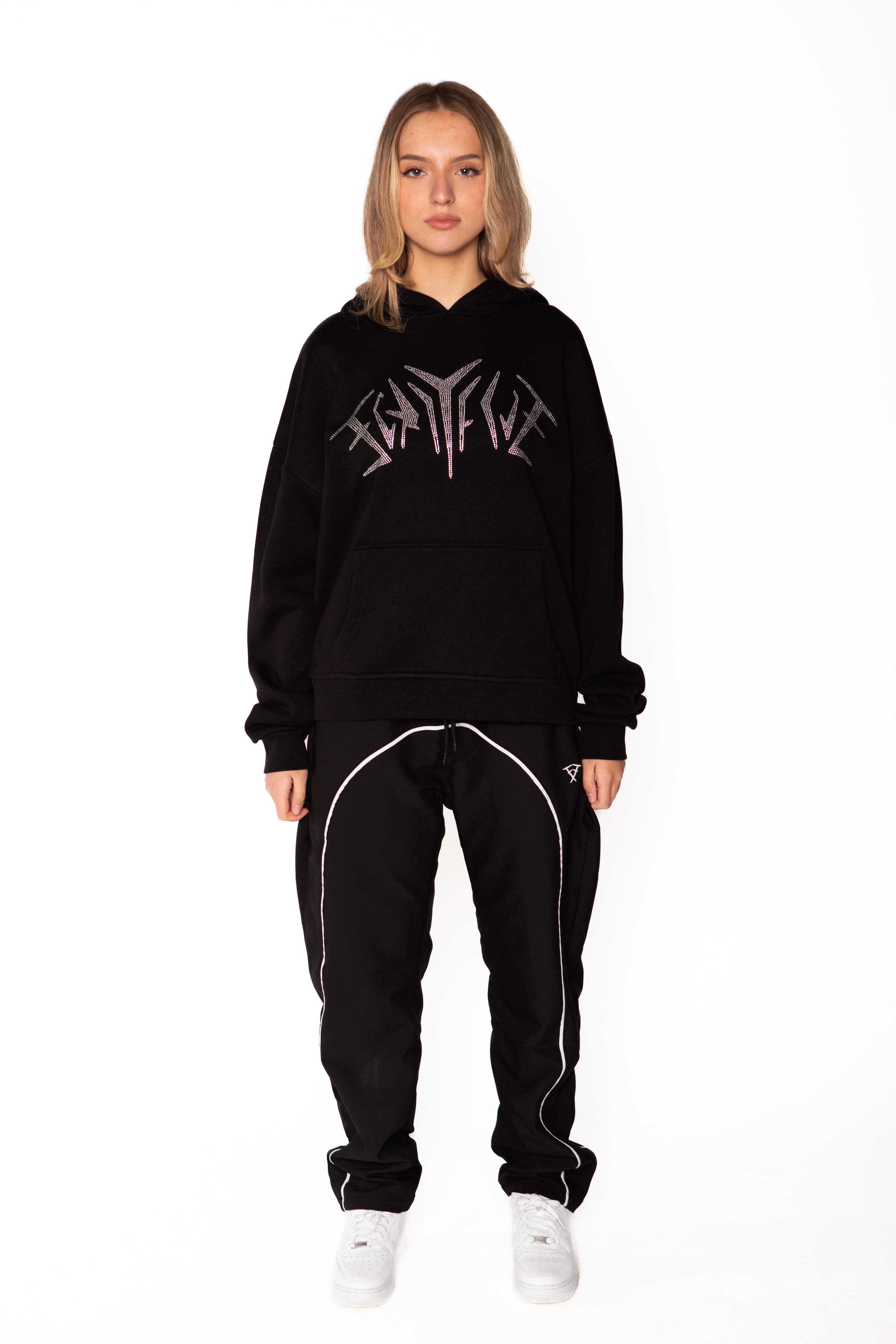 RHINESTONE HOODIE BLACK