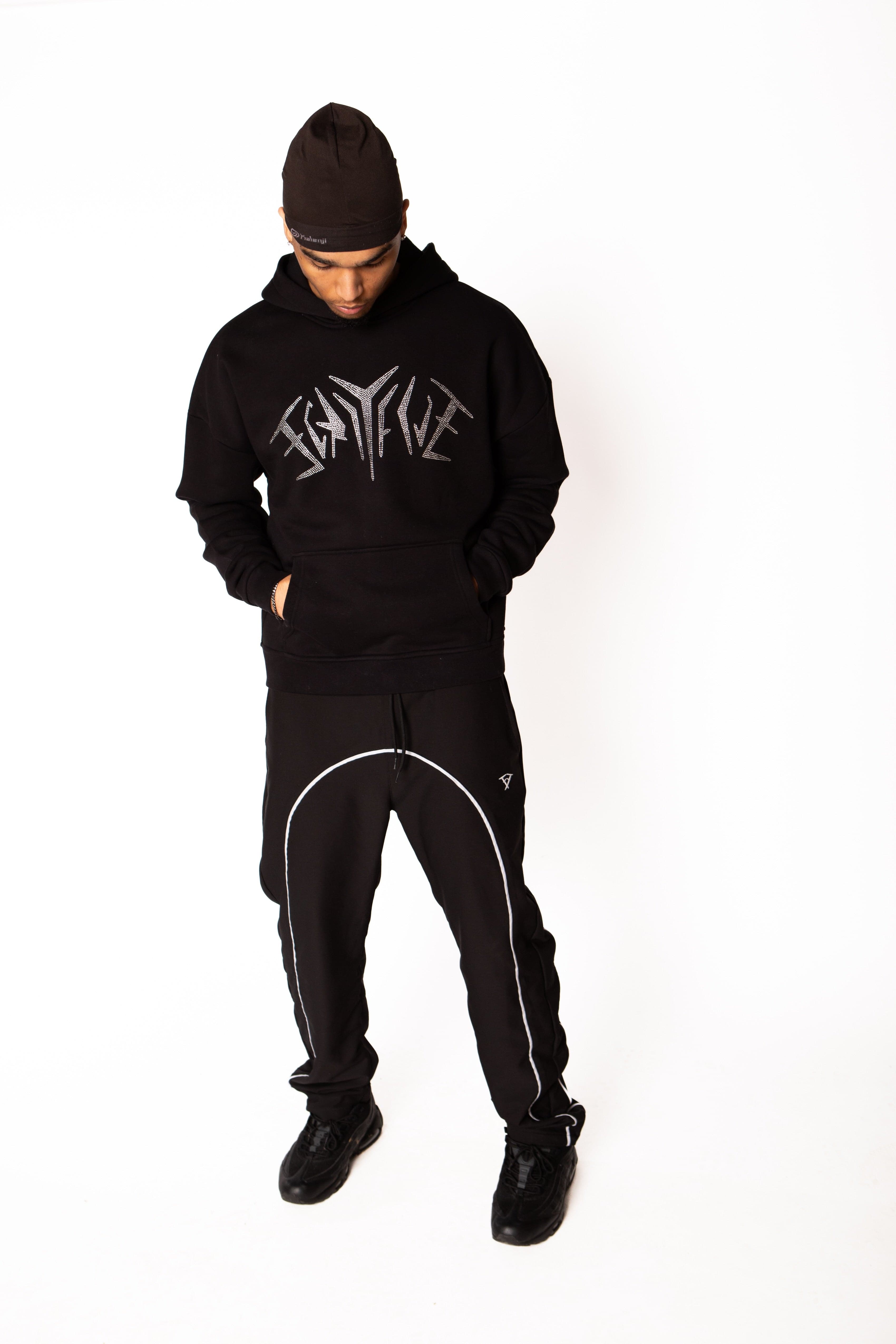 RHINESTONE HOODIE BLACK