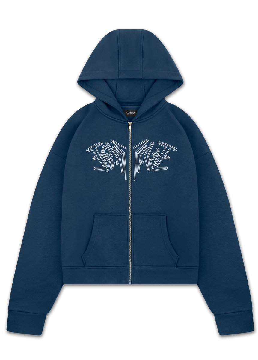 dark blue zipper hoodie