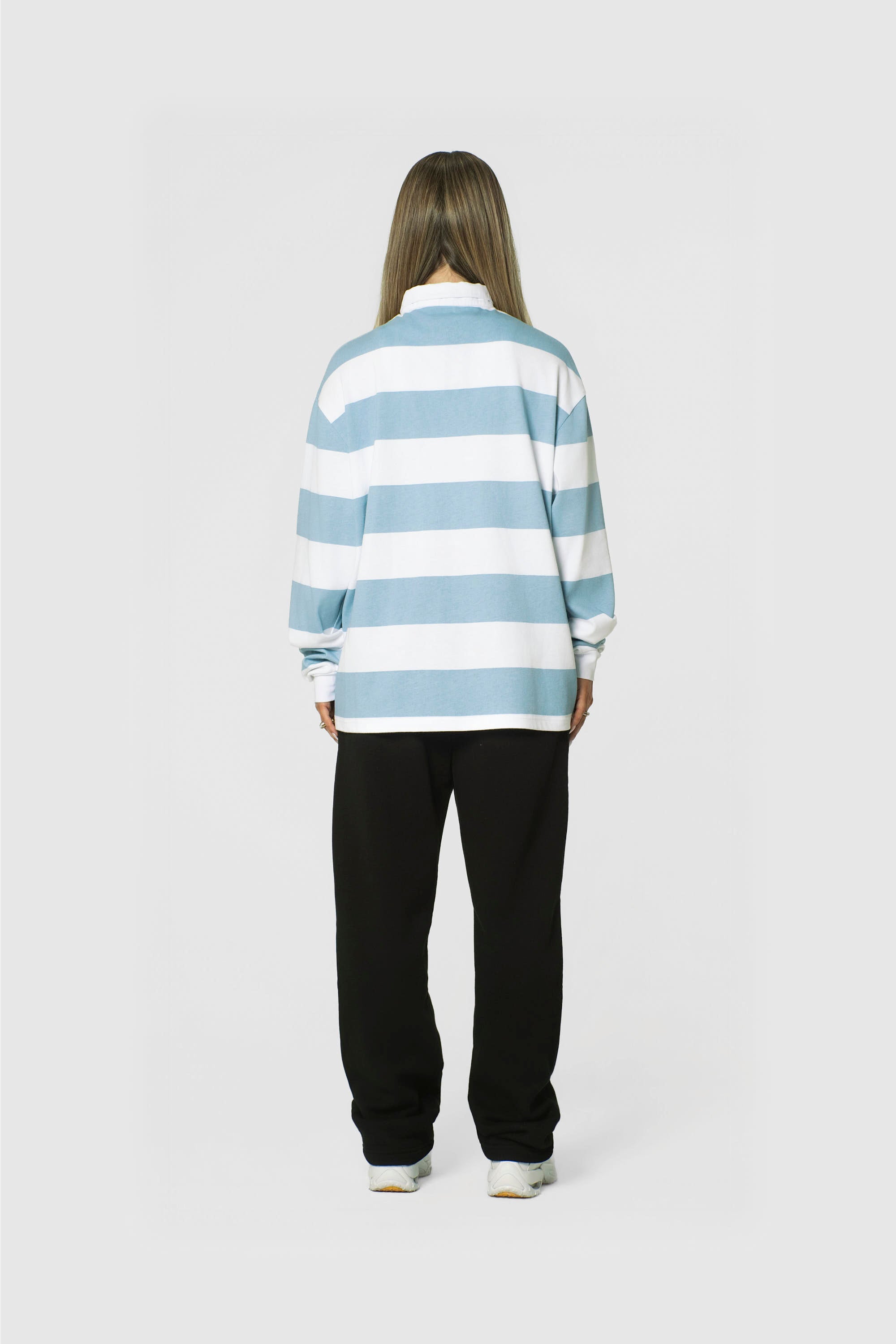 STRIPE POLO SHIRT LONG BABYBLUE