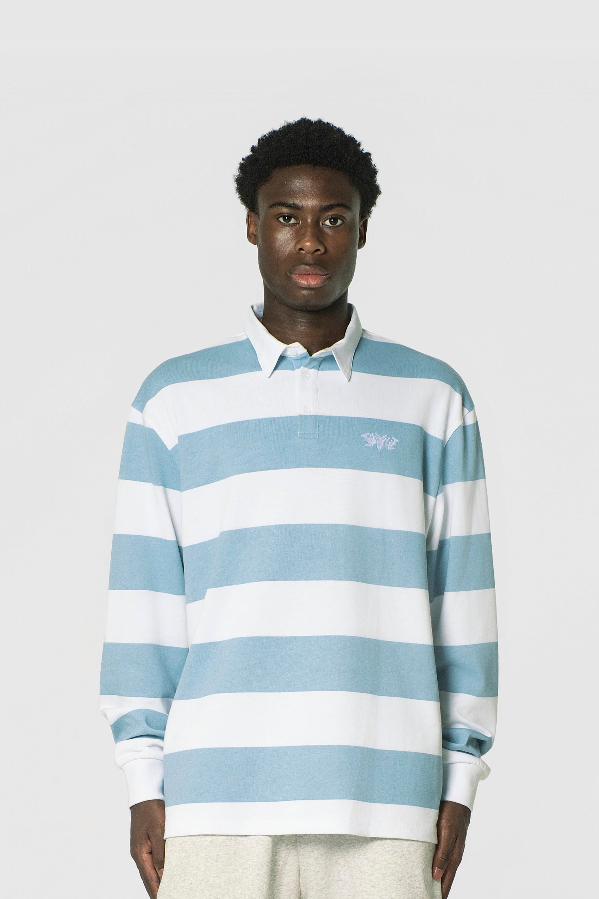 STRIPE POLO SHIRT LONG BABYBLUE