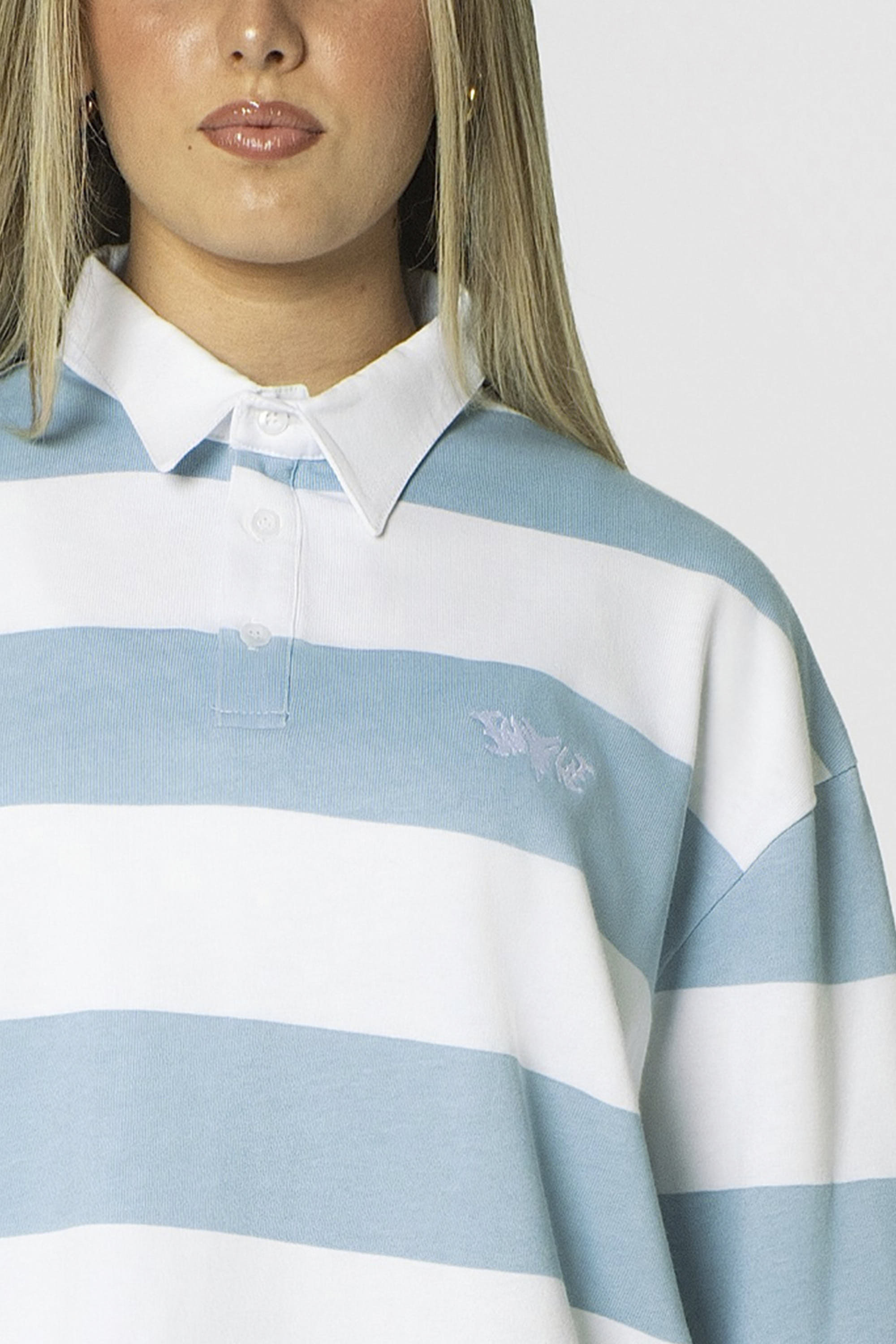 STRIPE POLO SHIRT LONG BABYBLUE