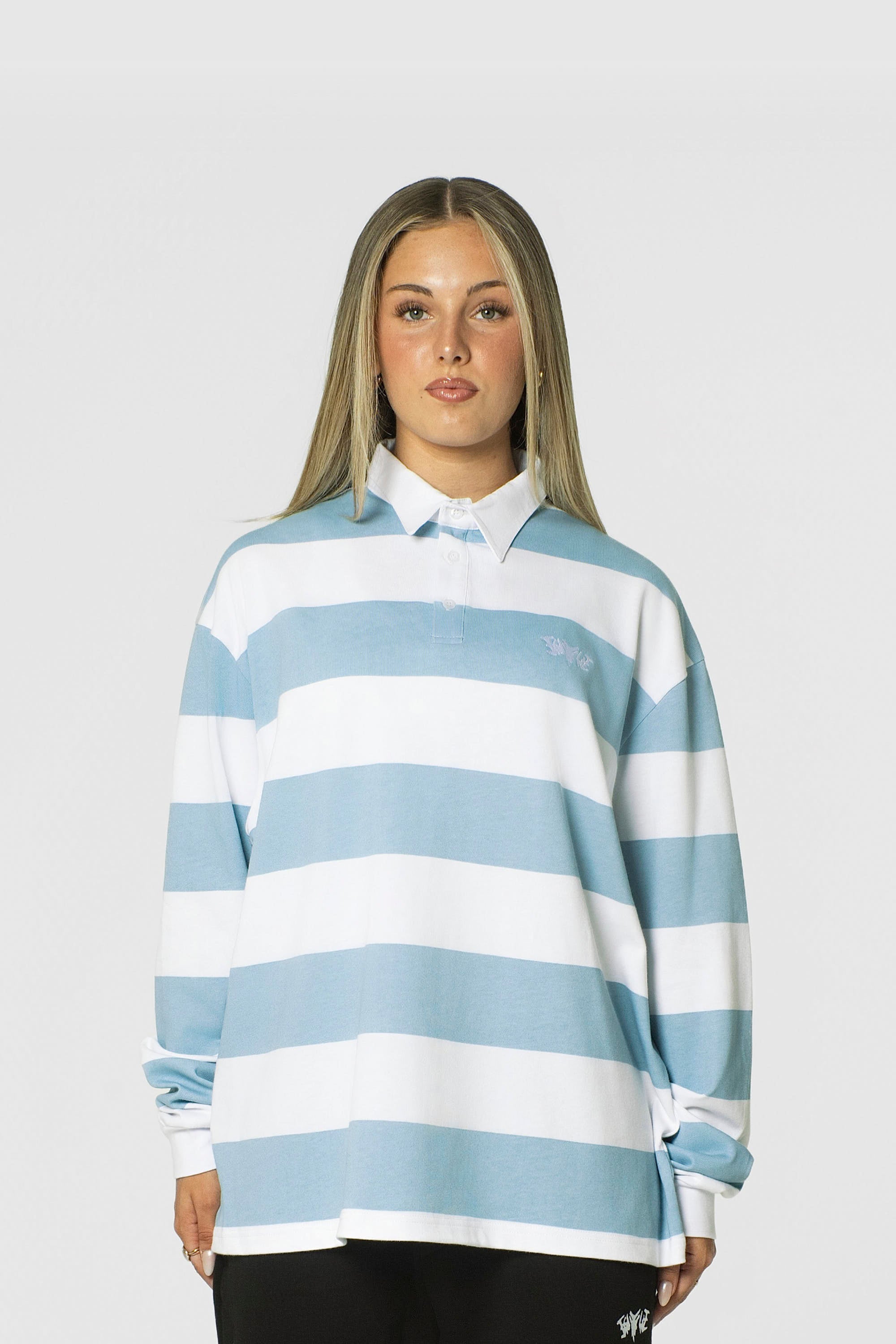 STRIPE POLO SHIRT LONG BABYBLUE