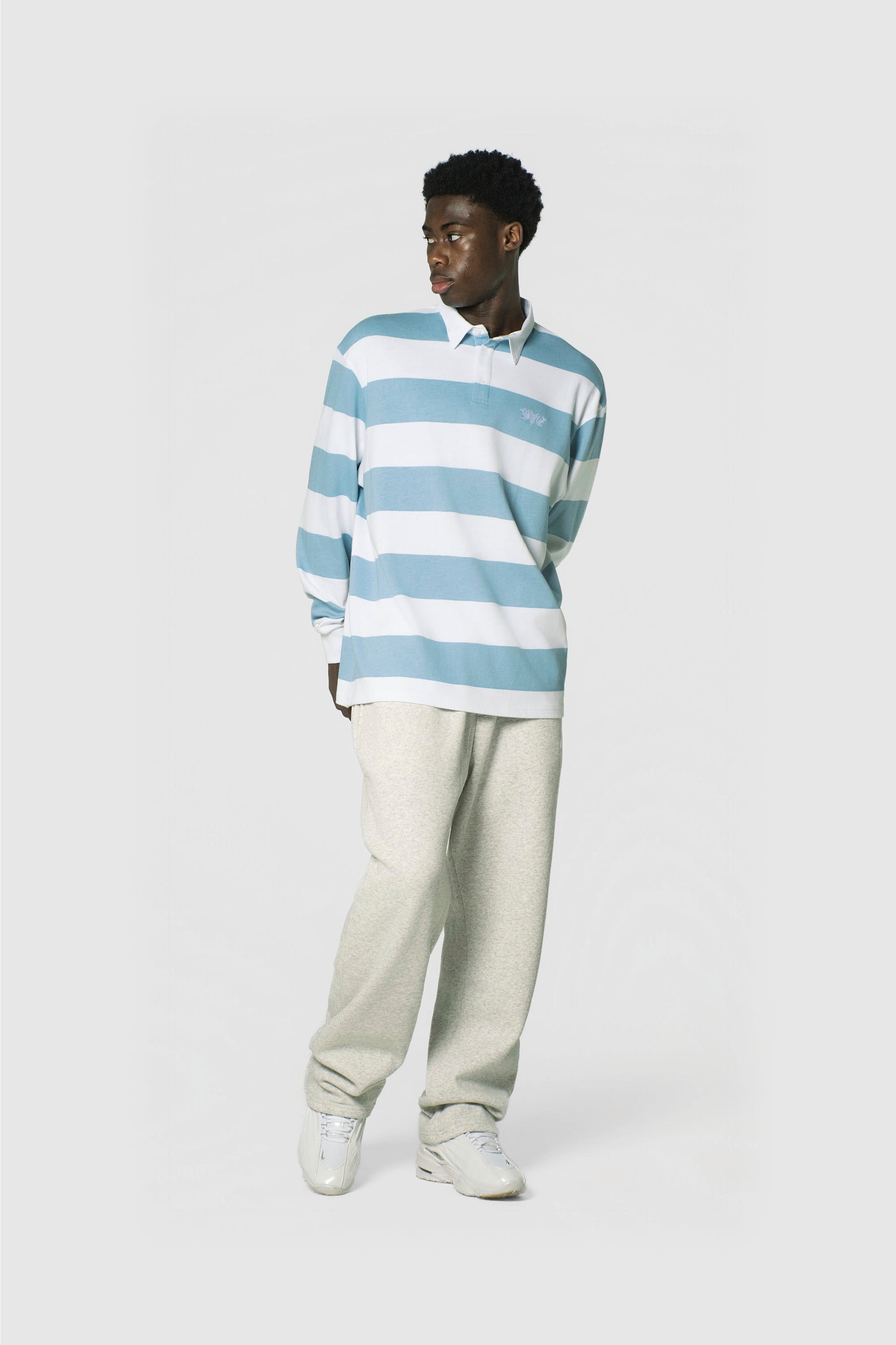 STRIPE POLO SHIRT LONG BABYBLUE