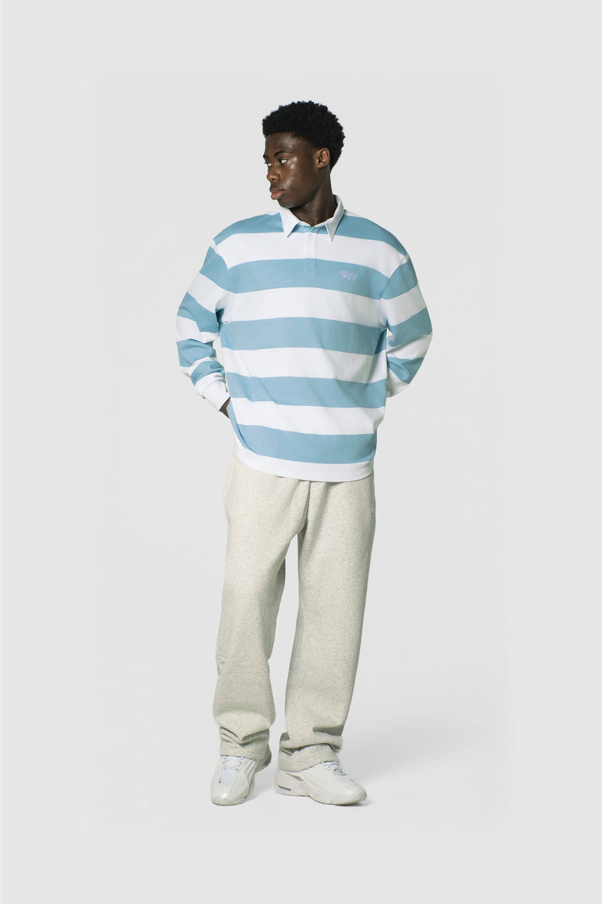STRIPE POLO SHIRT LONG BABYBLUE