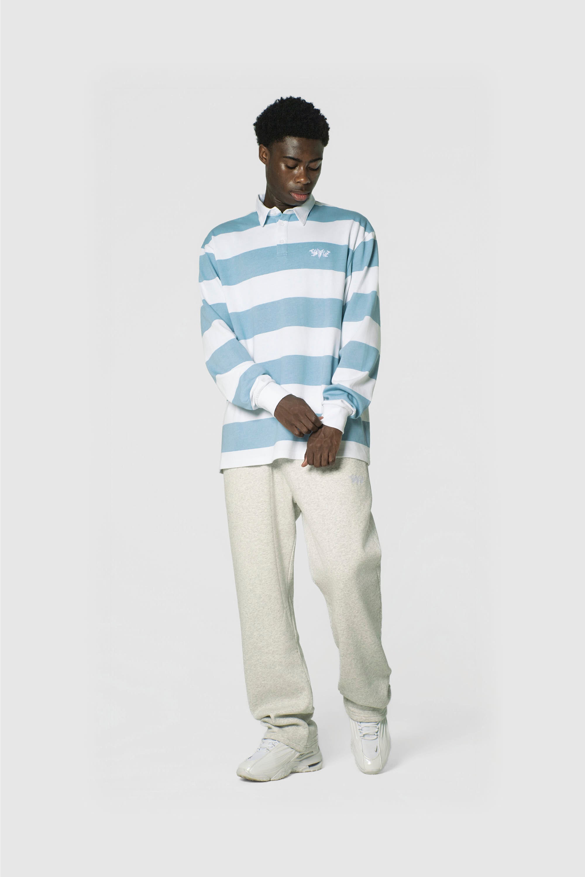 STRIPE POLO SHIRT LONG BABYBLUE