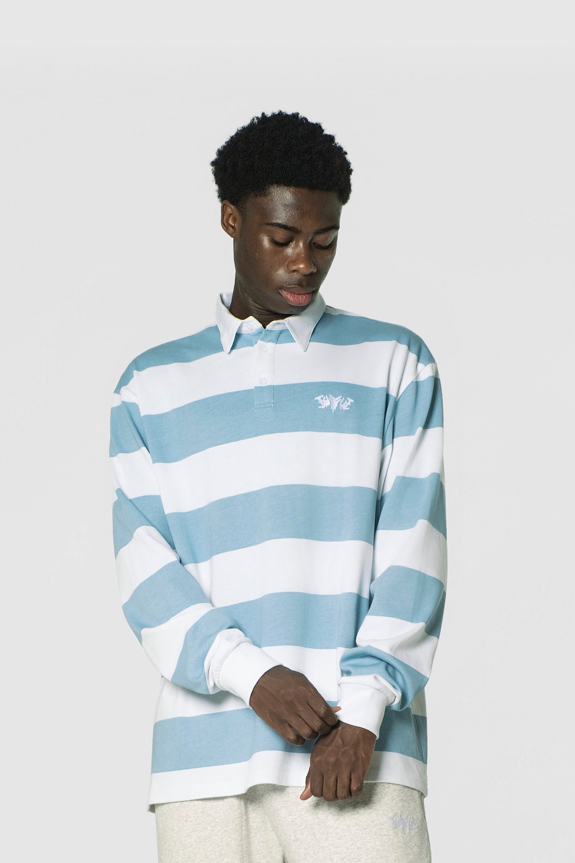 STRIPE POLO SHIRT LONG BABYBLUE