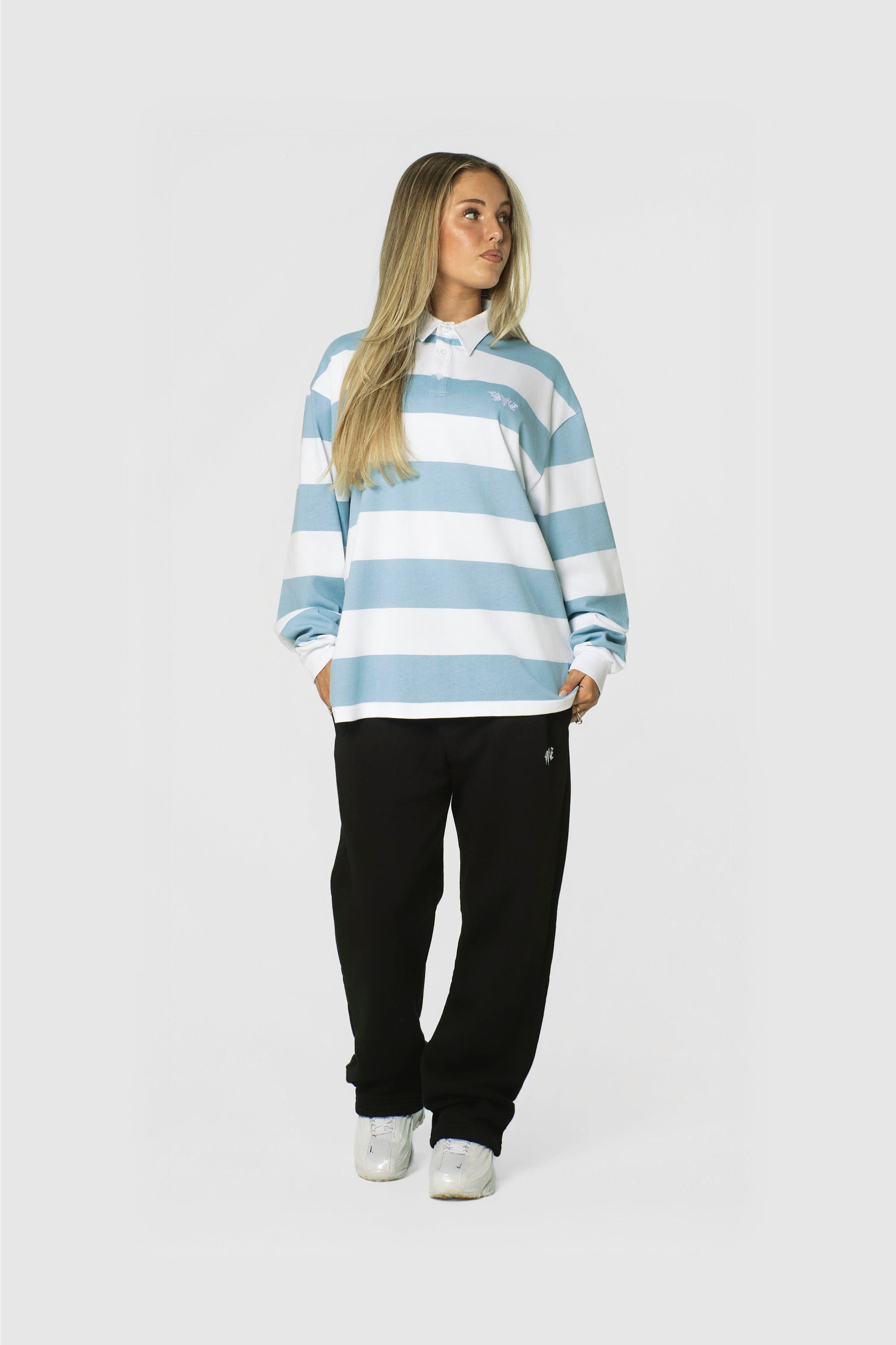 STRIPE POLO SHIRT LONG BABYBLUE