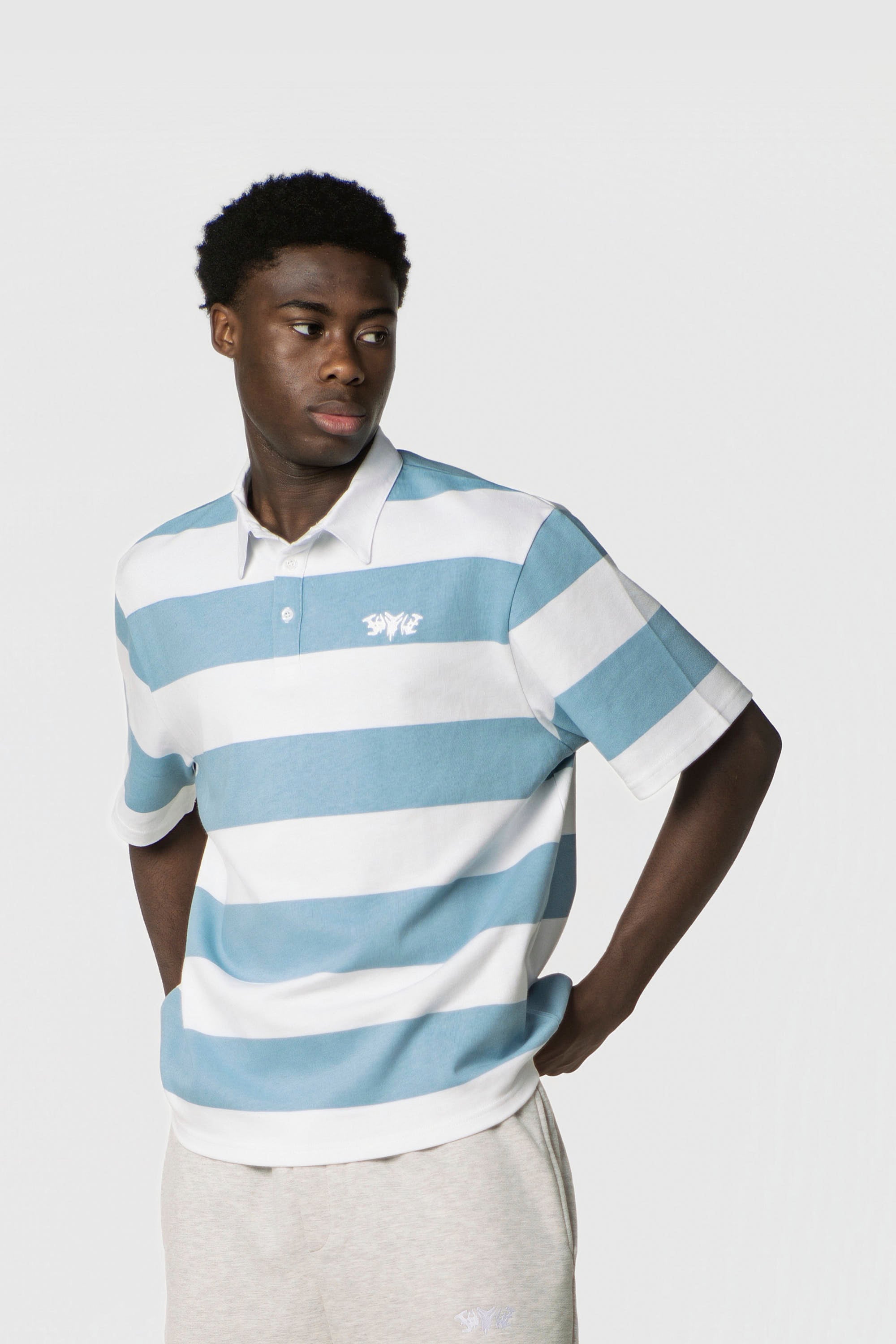 STRIPE POLO SHIRT BABYBLUE