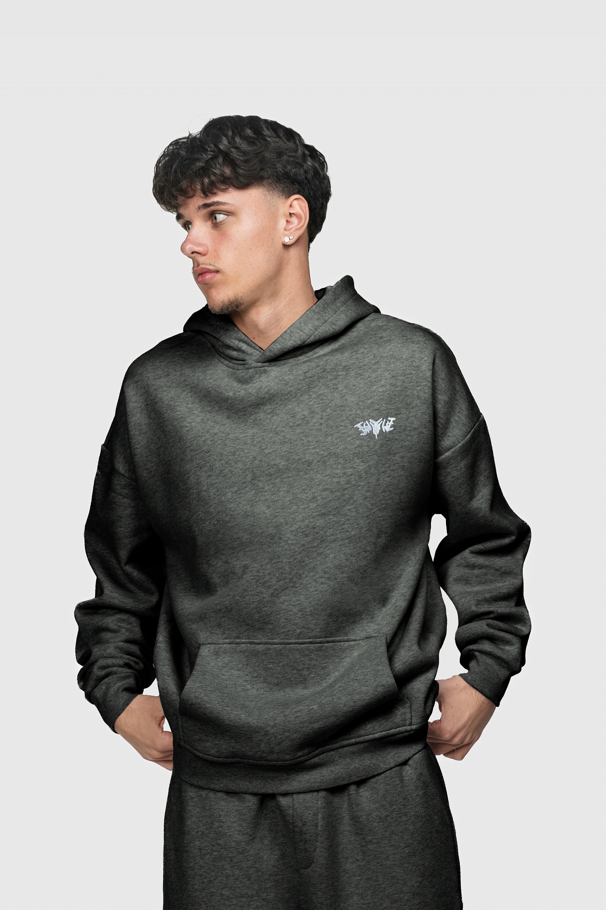 BASIC HOODIE DARK GREY MELANGE