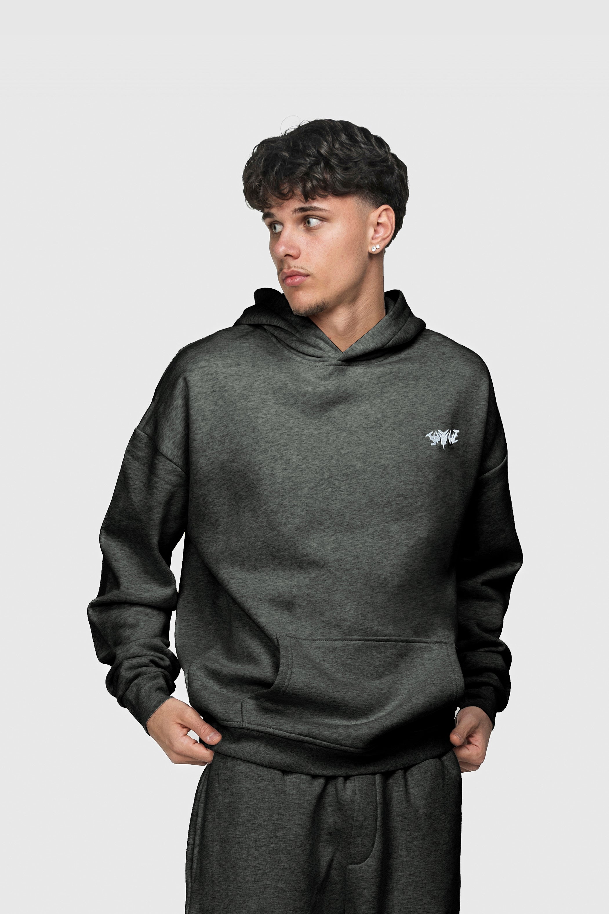 BASIC HOODIE DARK GREY MELANGE