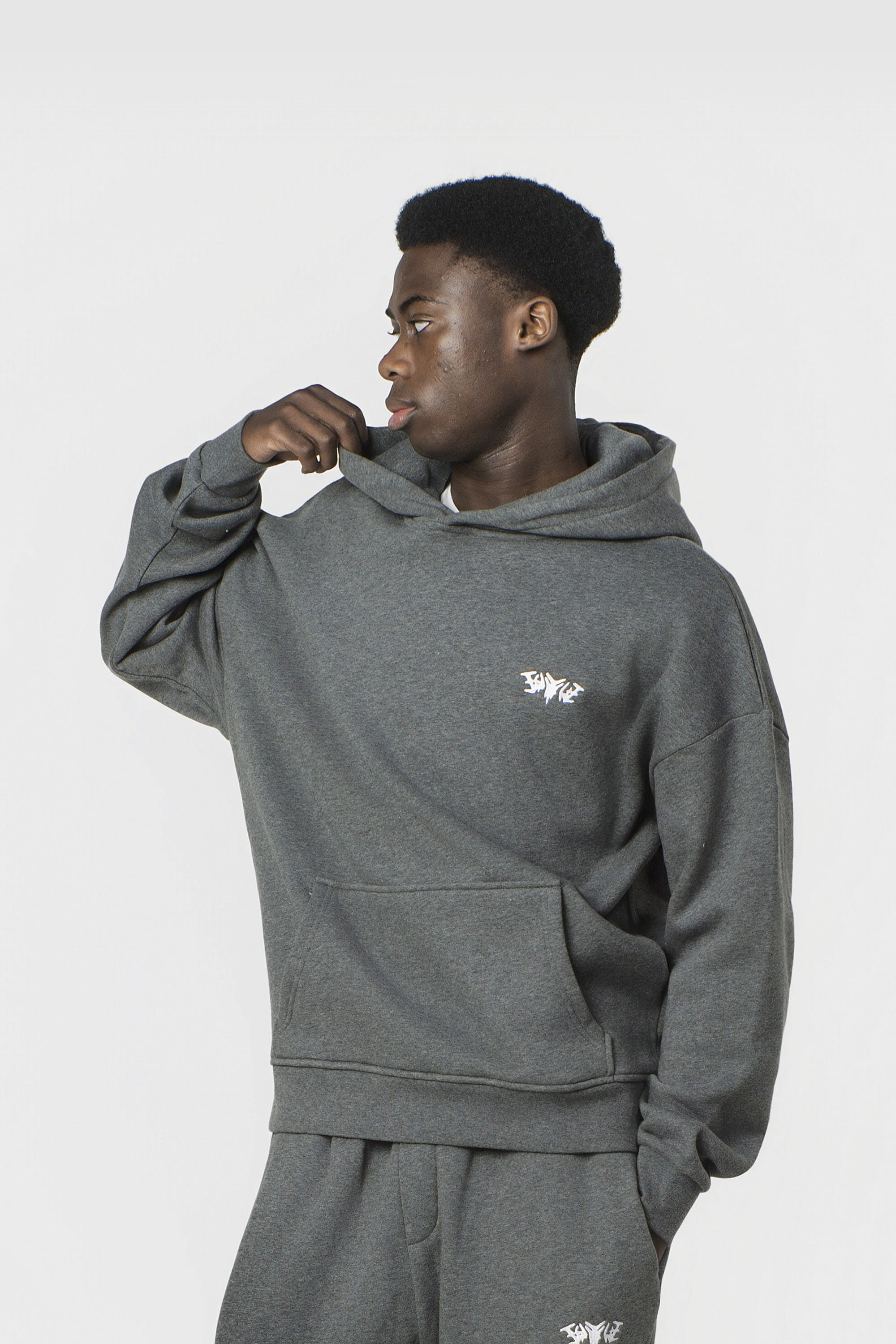 BASIC HOODIE DARK GREY MELANGE