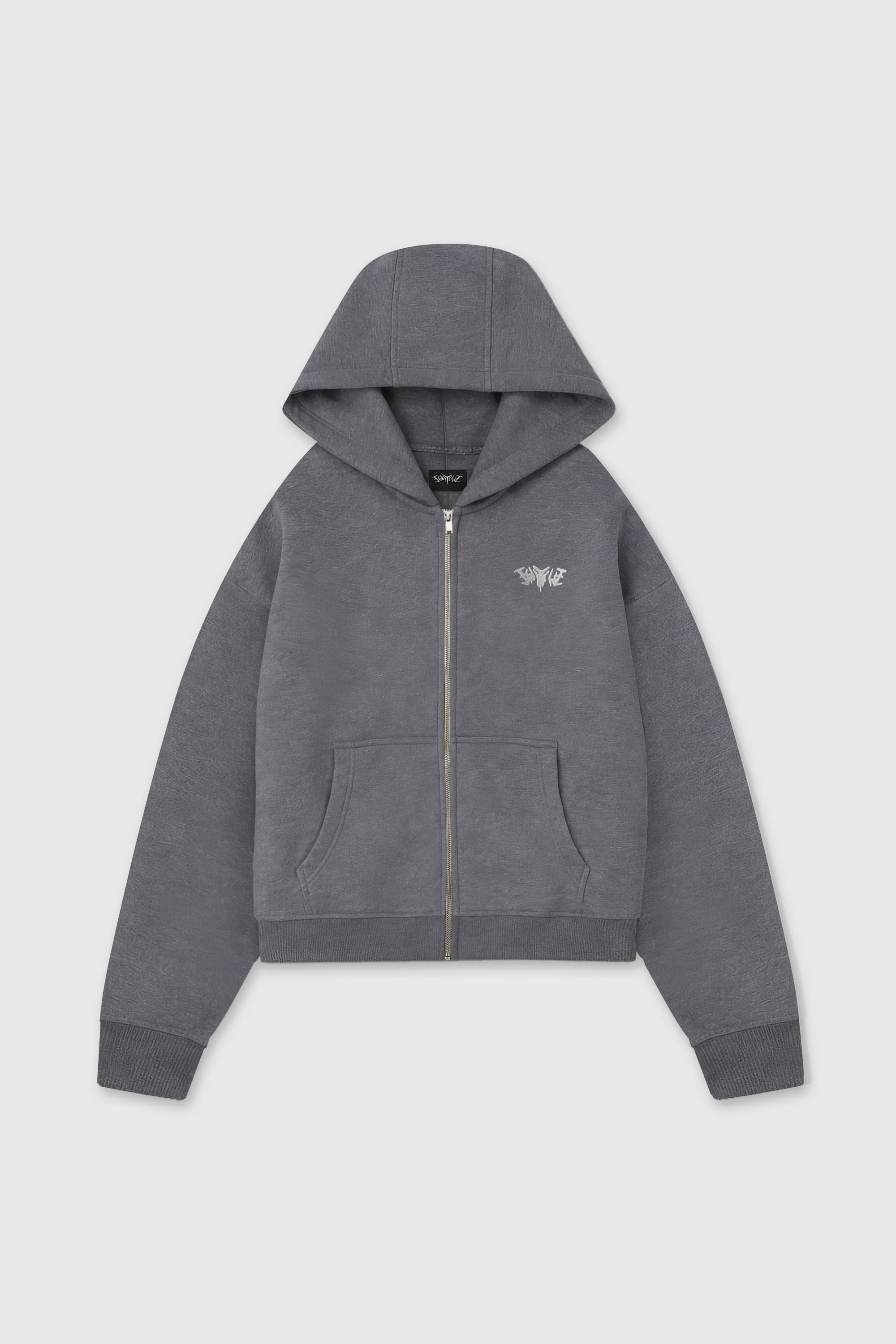 BASIC ZIP HOODIE DARK GREY MELANGE