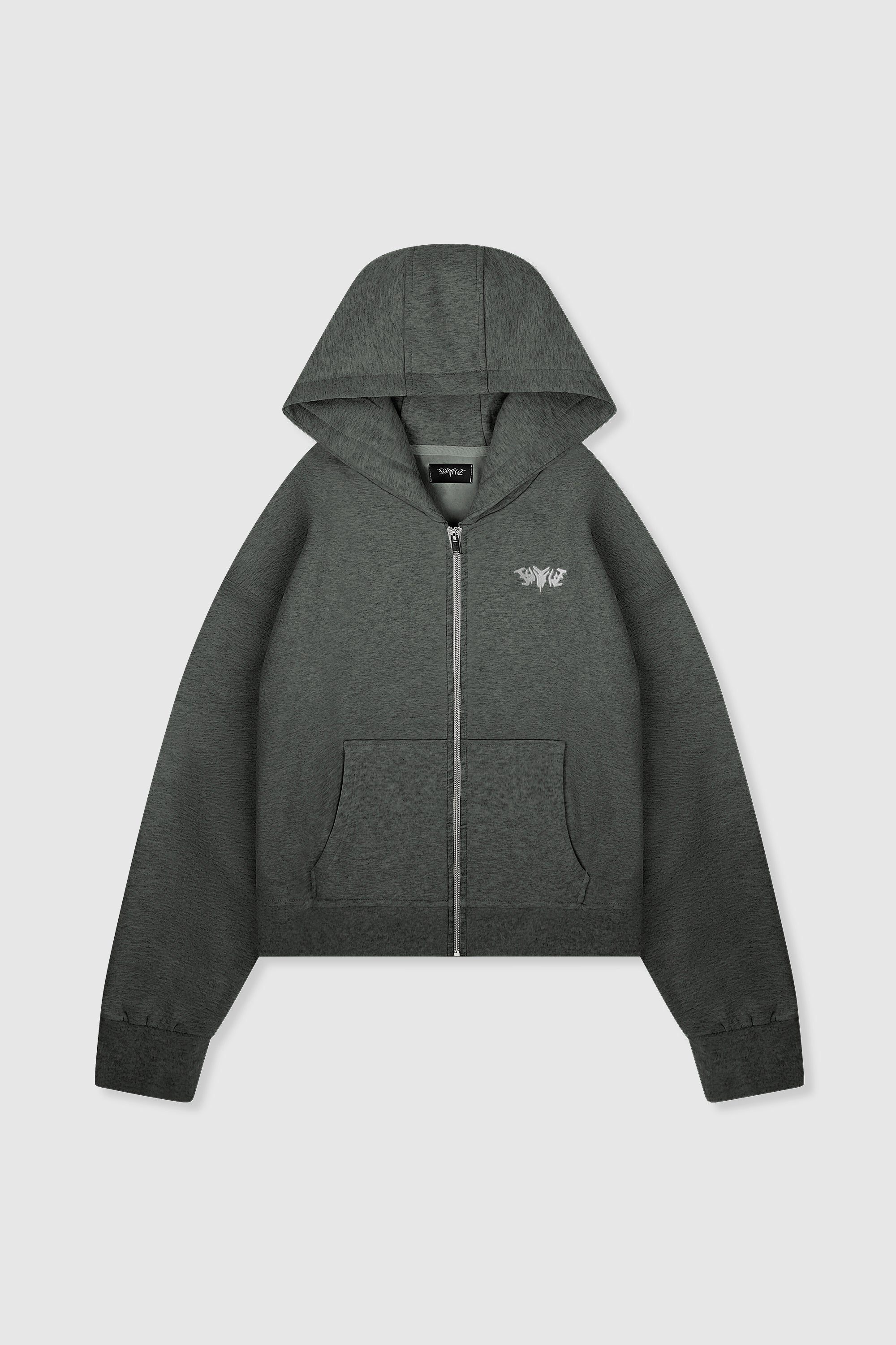 BASIC ZIP HOODIE DARK GREY MELANGE