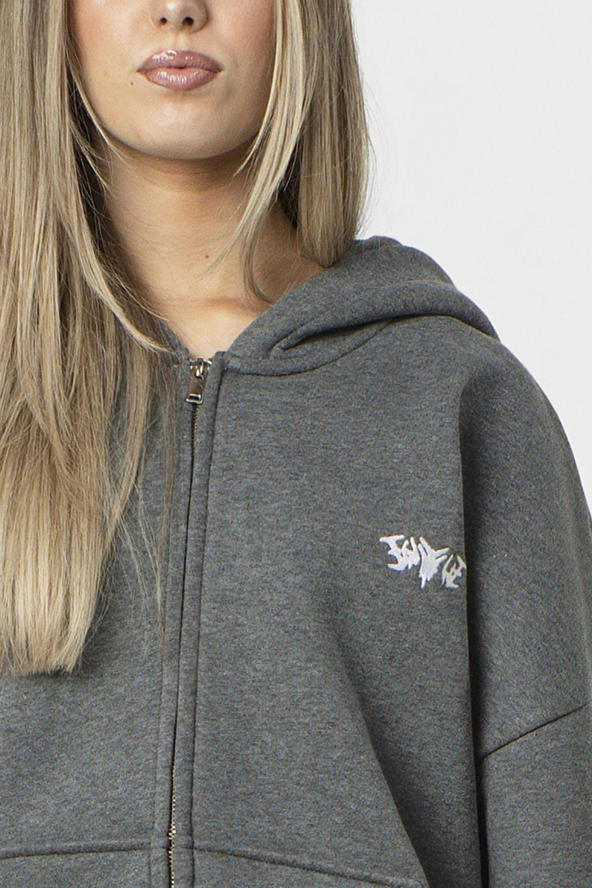BASIC ZIP HOODIE DARK GREY MELANGE