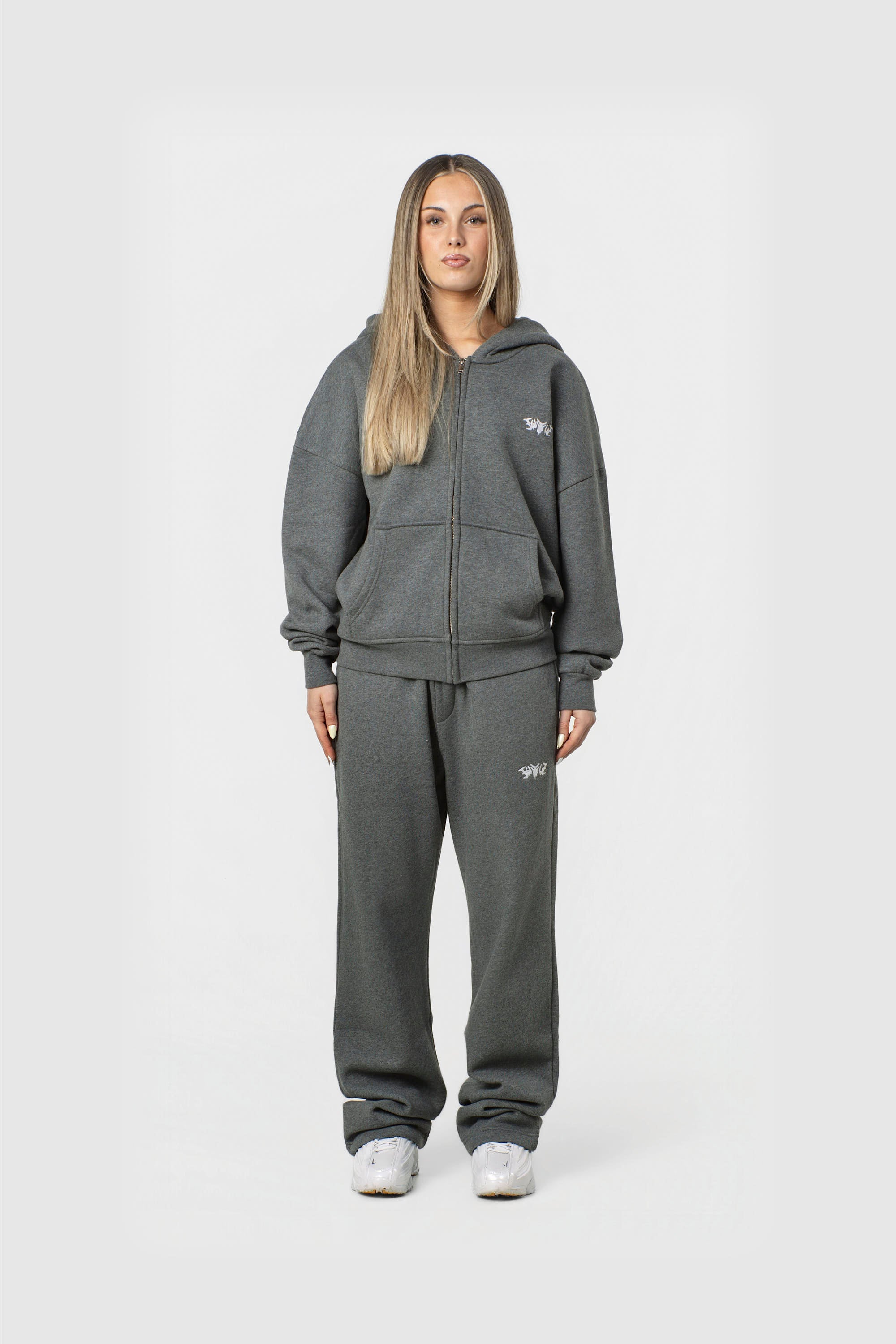 BASIC ZIP HOODIE DARK GREY MELANGE