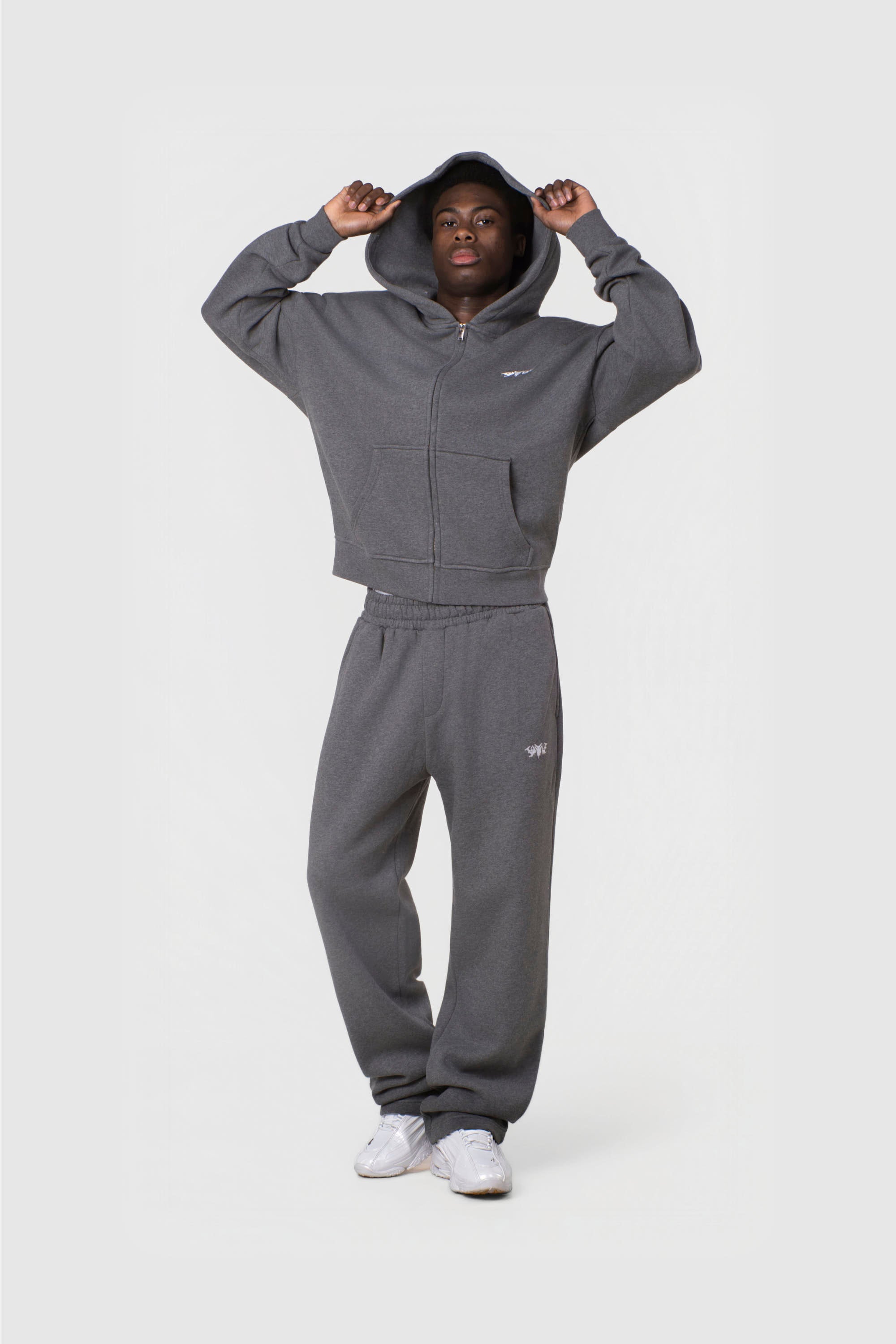 BASIC ZIP HOODIE DARK GREY MELANGE