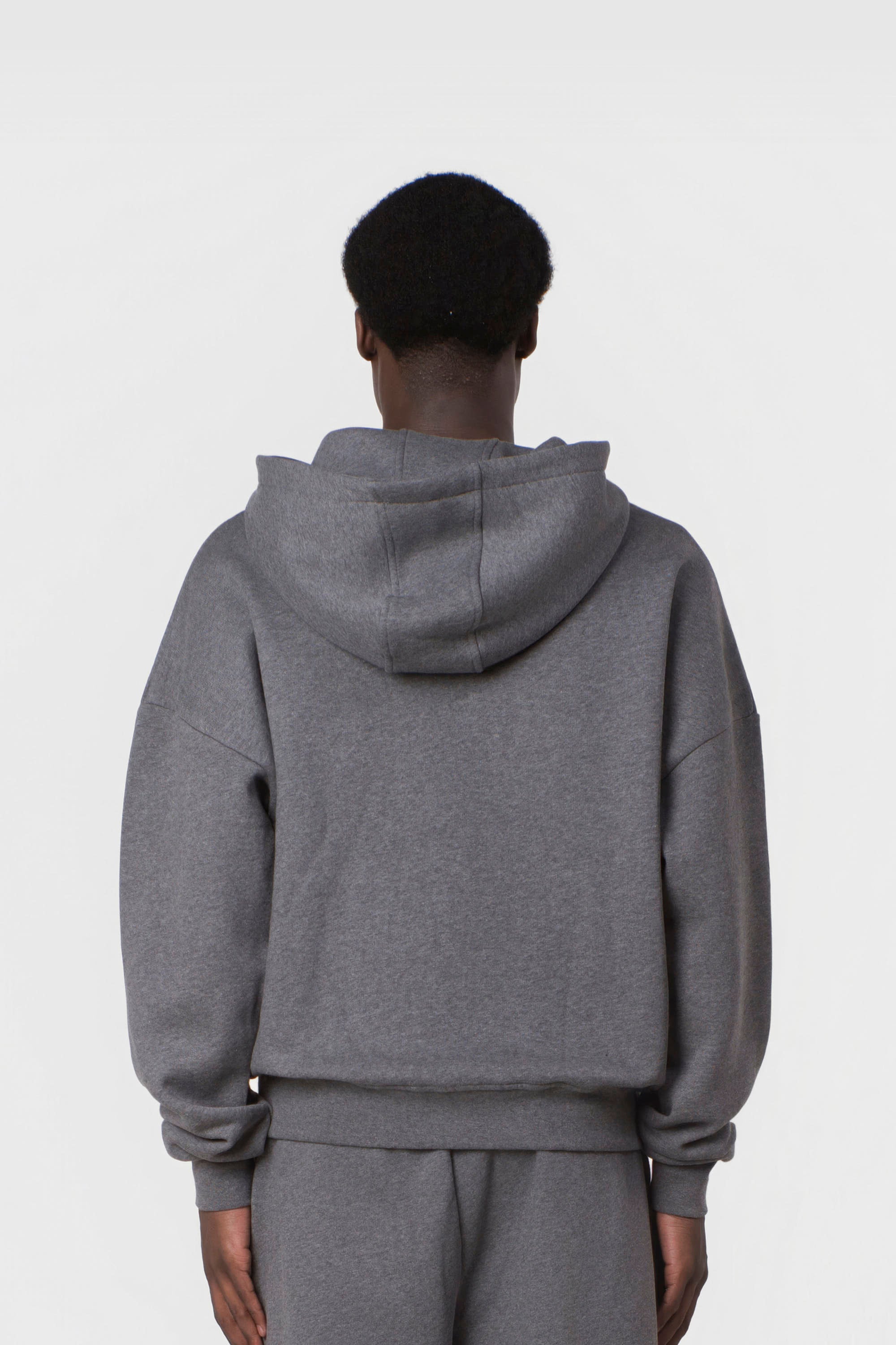 BASIC ZIP HOODIE DARK GREY MELANGE