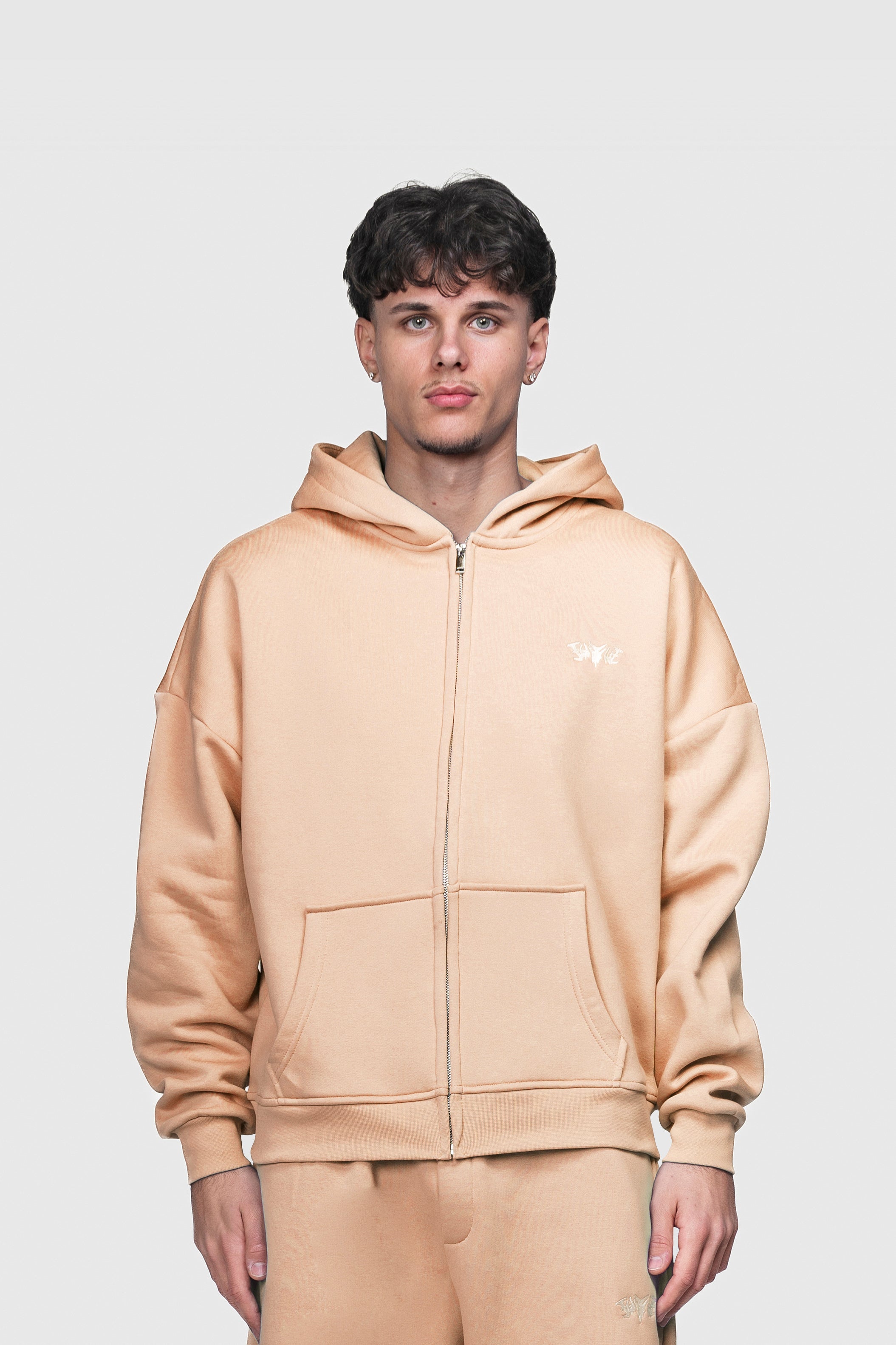 BASIC ZIP HOODIE PEACH