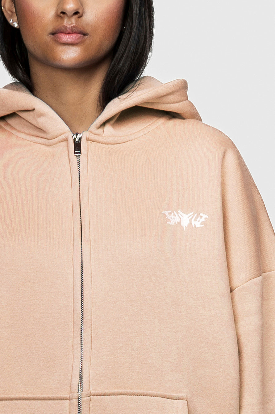 BASIC ZIP HOODIE PEACH