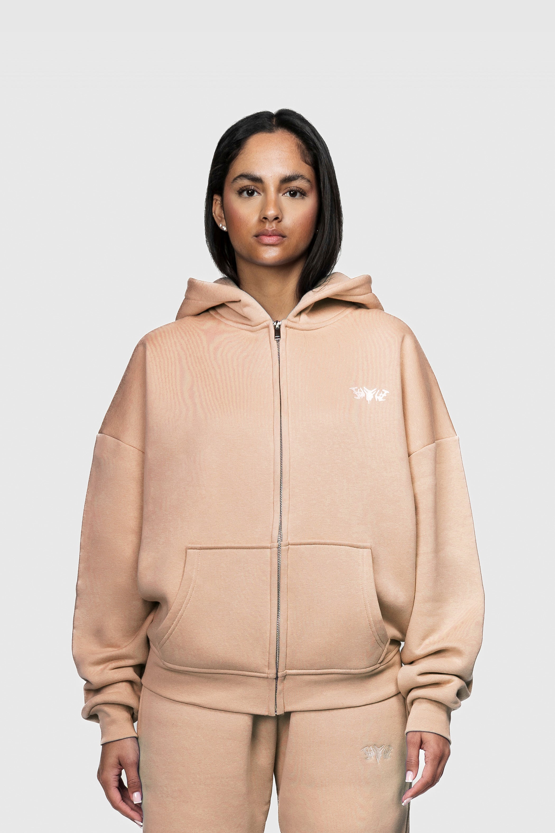 BASIC ZIP HOODIE PEACH