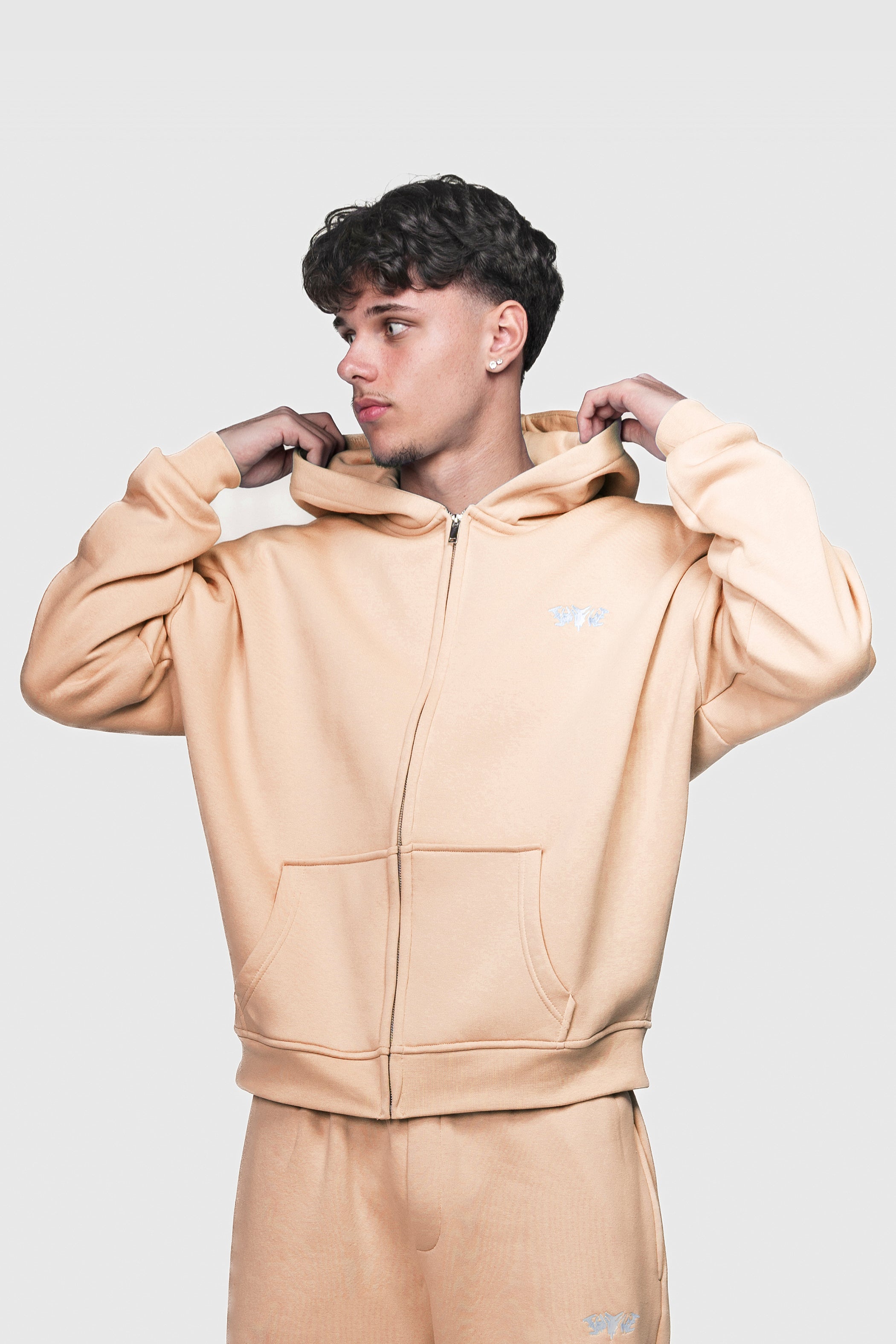 BASIC ZIP HOODIE PEACH