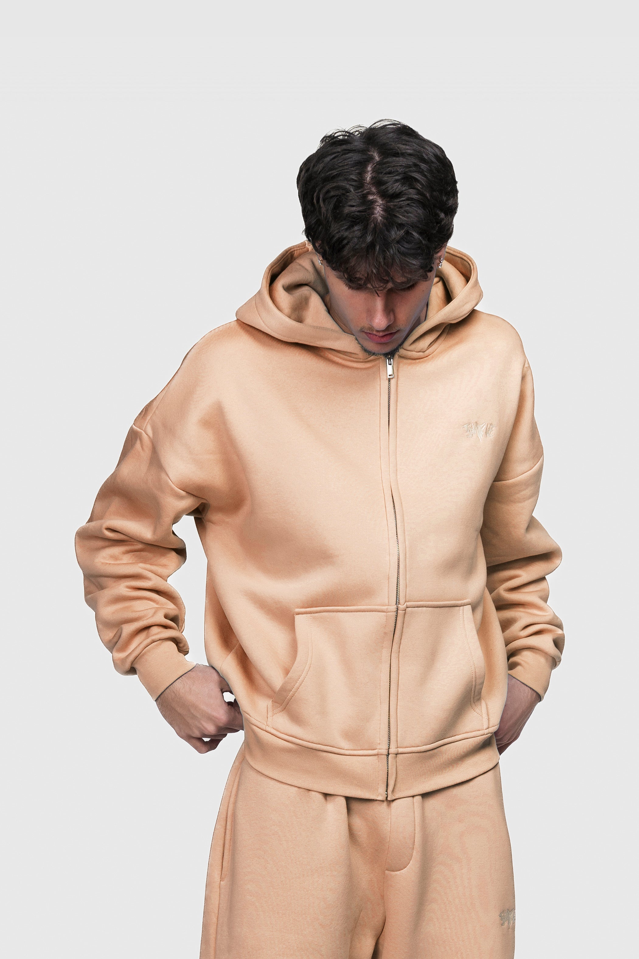 BASIC ZIP HOODIE PEACH