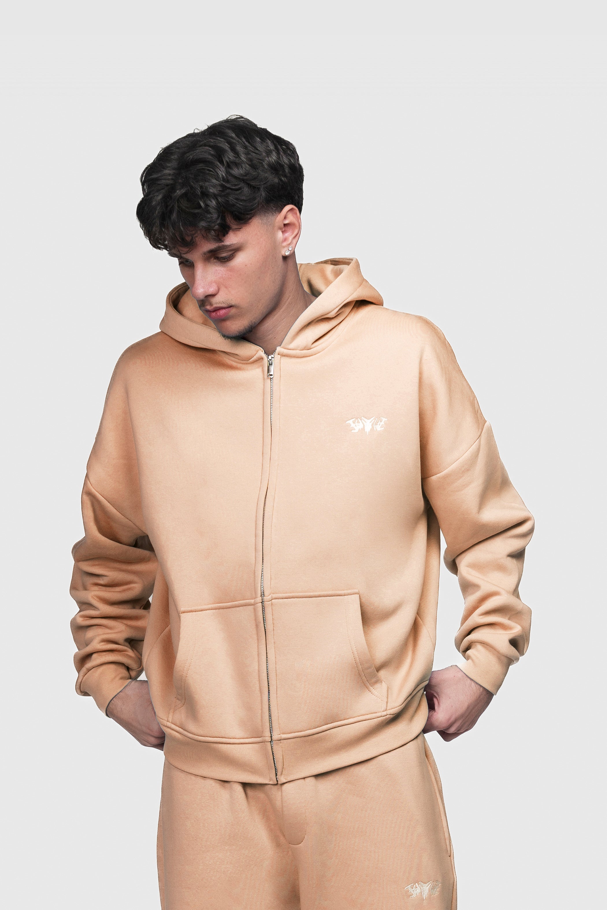 BASIC ZIP HOODIE PEACH