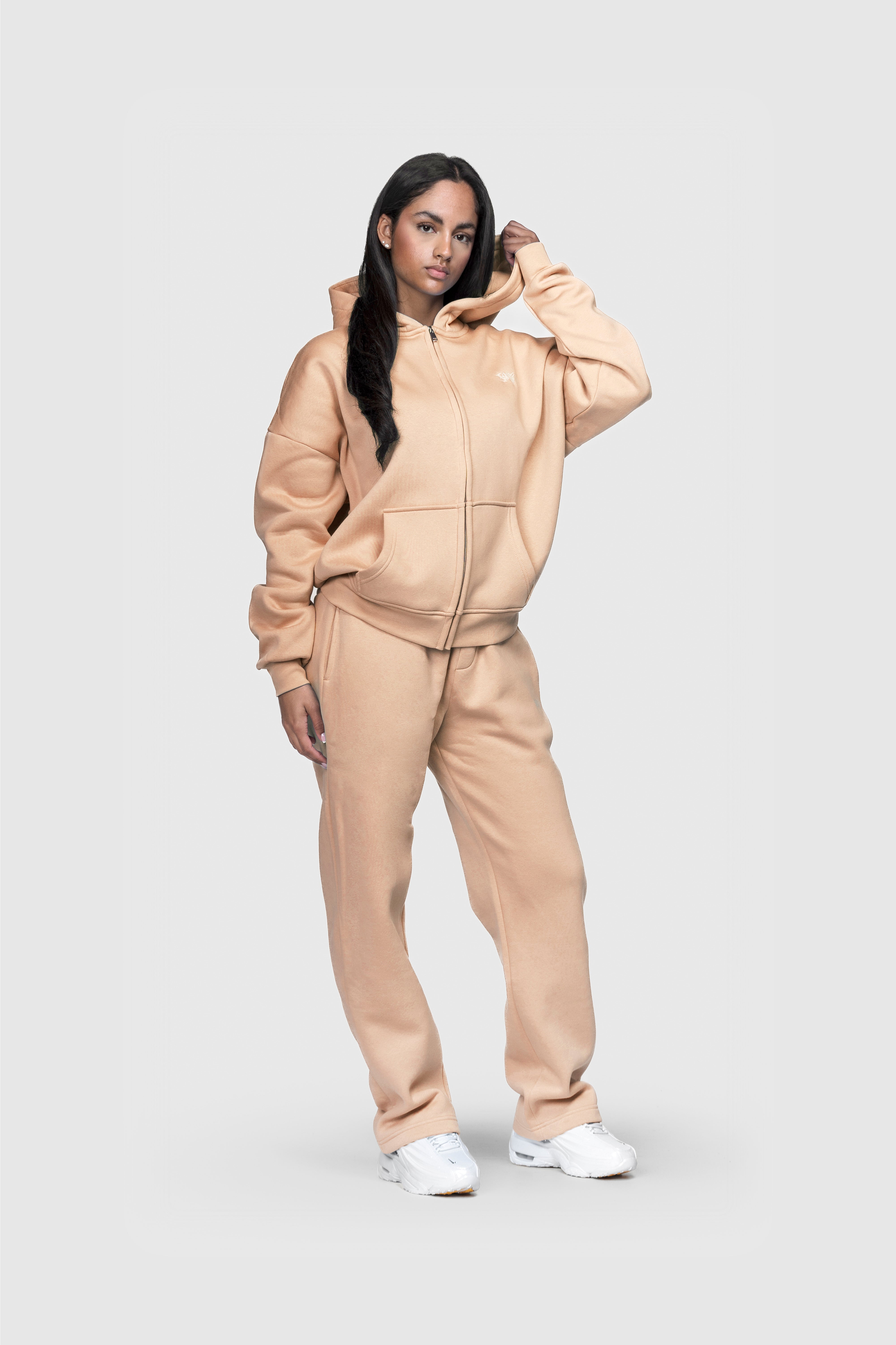 BASIC ZIP HOODIE PEACH