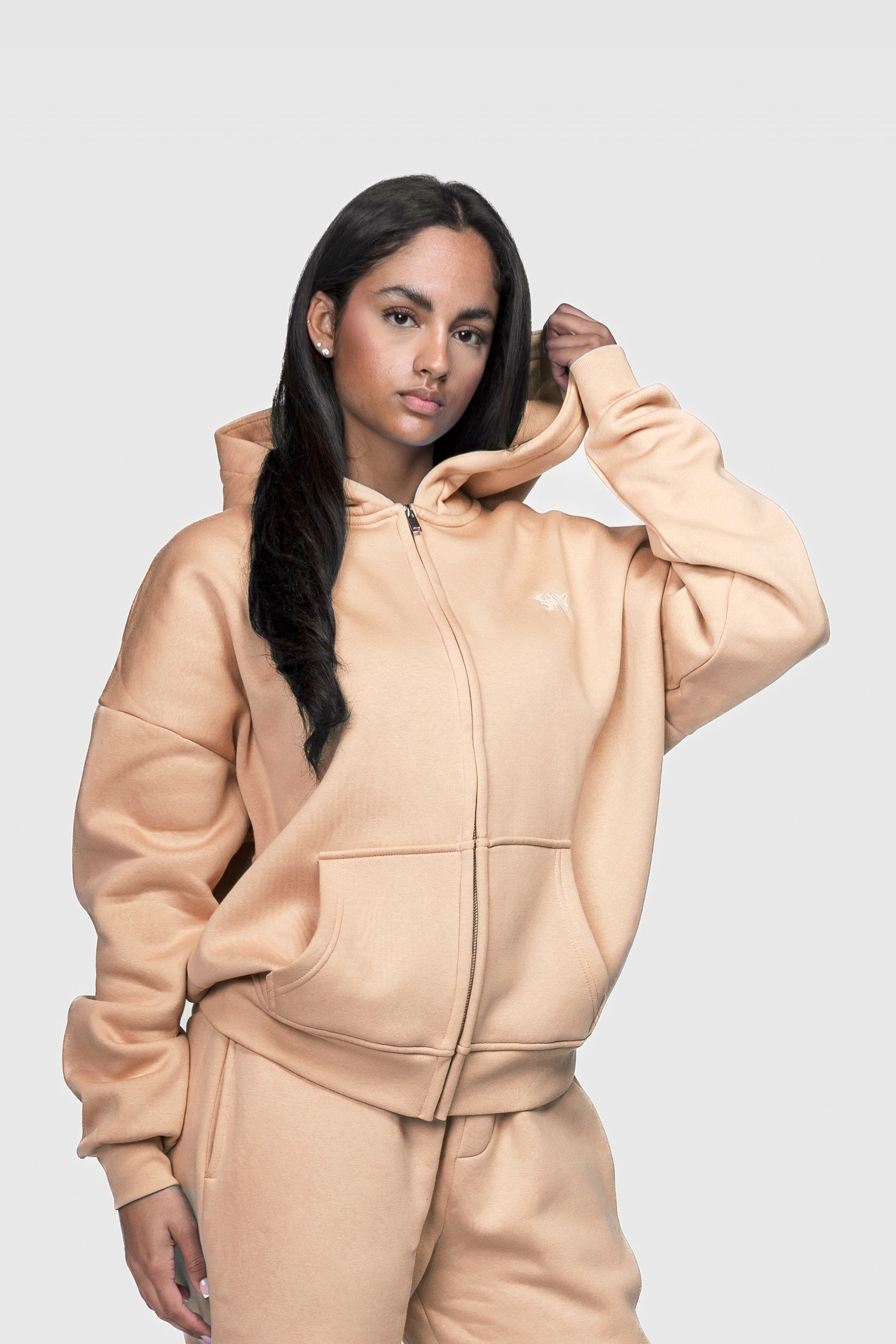 BASIC ZIP HOODIE PEACH