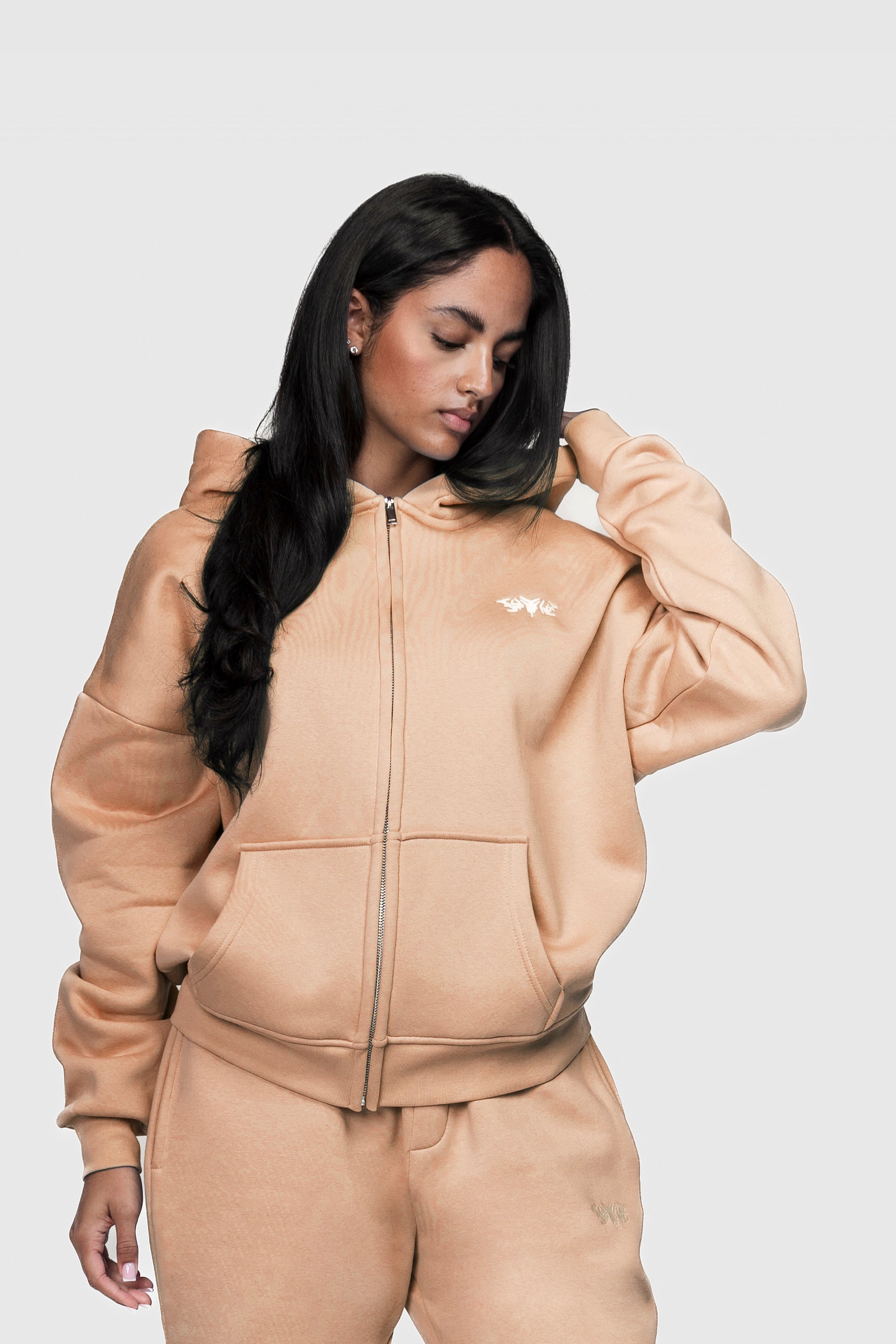 BASIC ZIP HOODIE PEACH