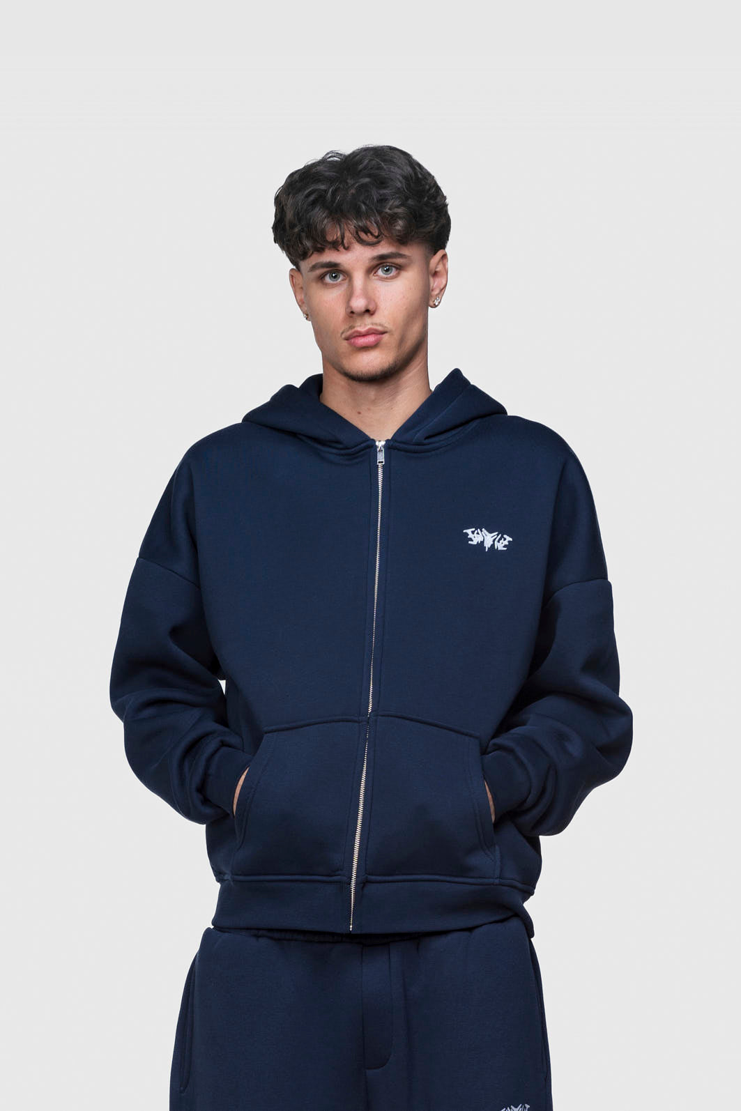 BASIC ZIP HOODIE NAVY