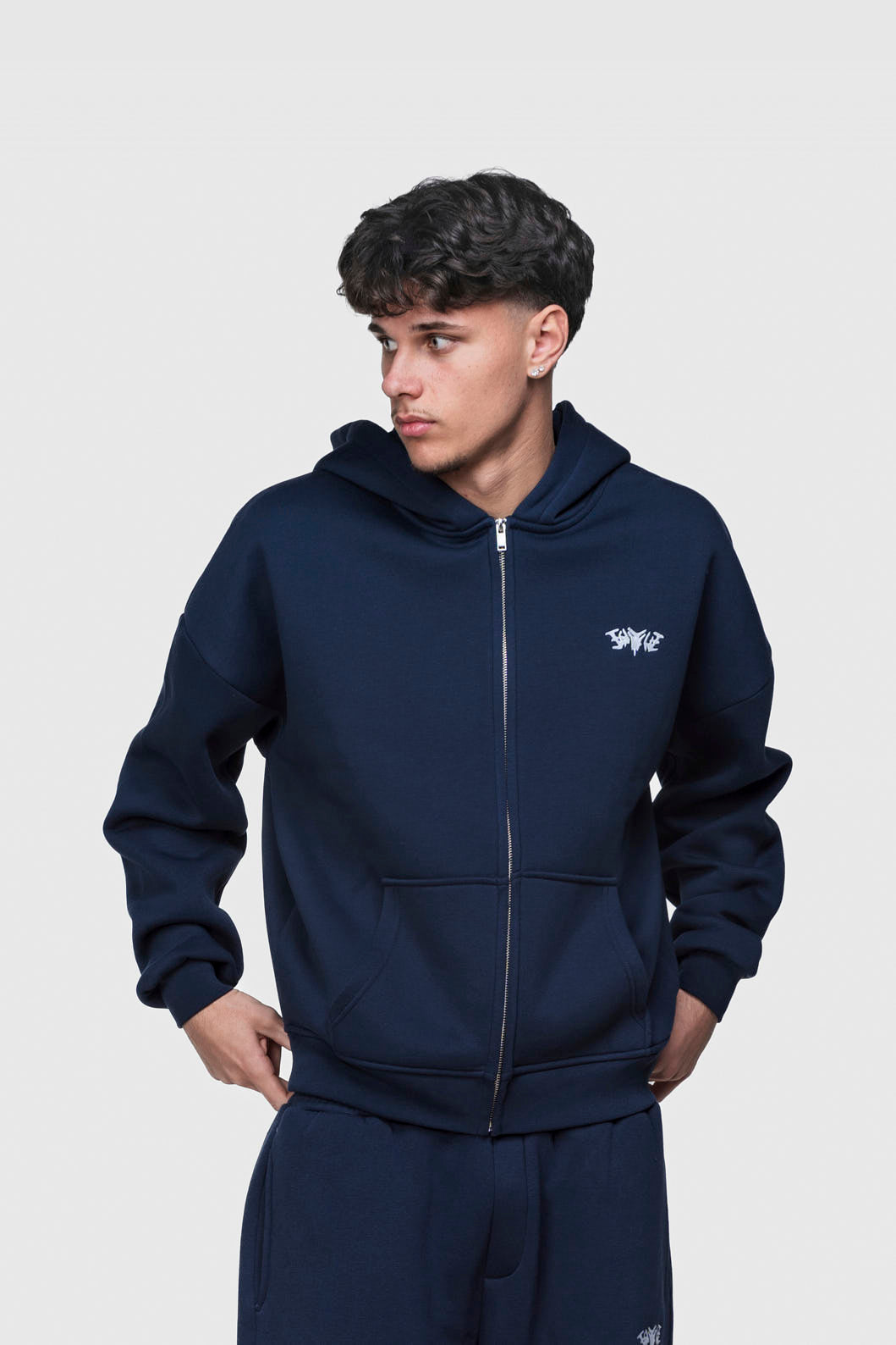 BASIC ZIP HOODIE NAVY