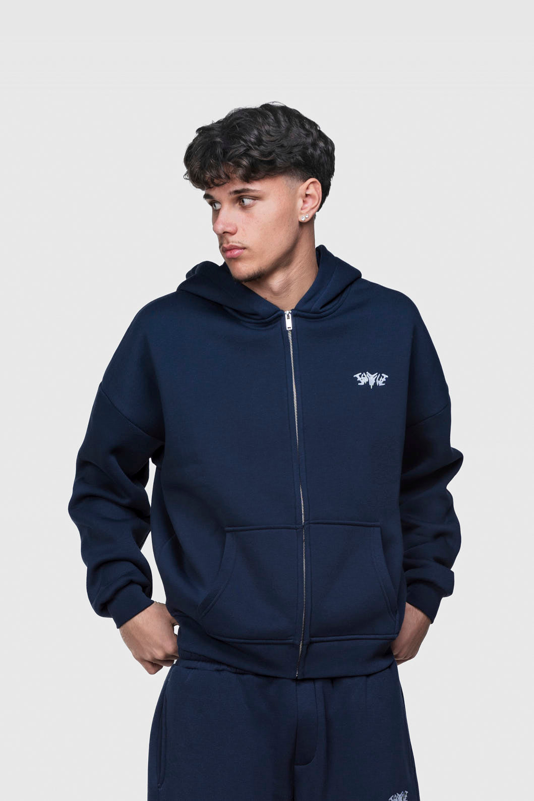 BASIC ZIP HOODIE NAVY