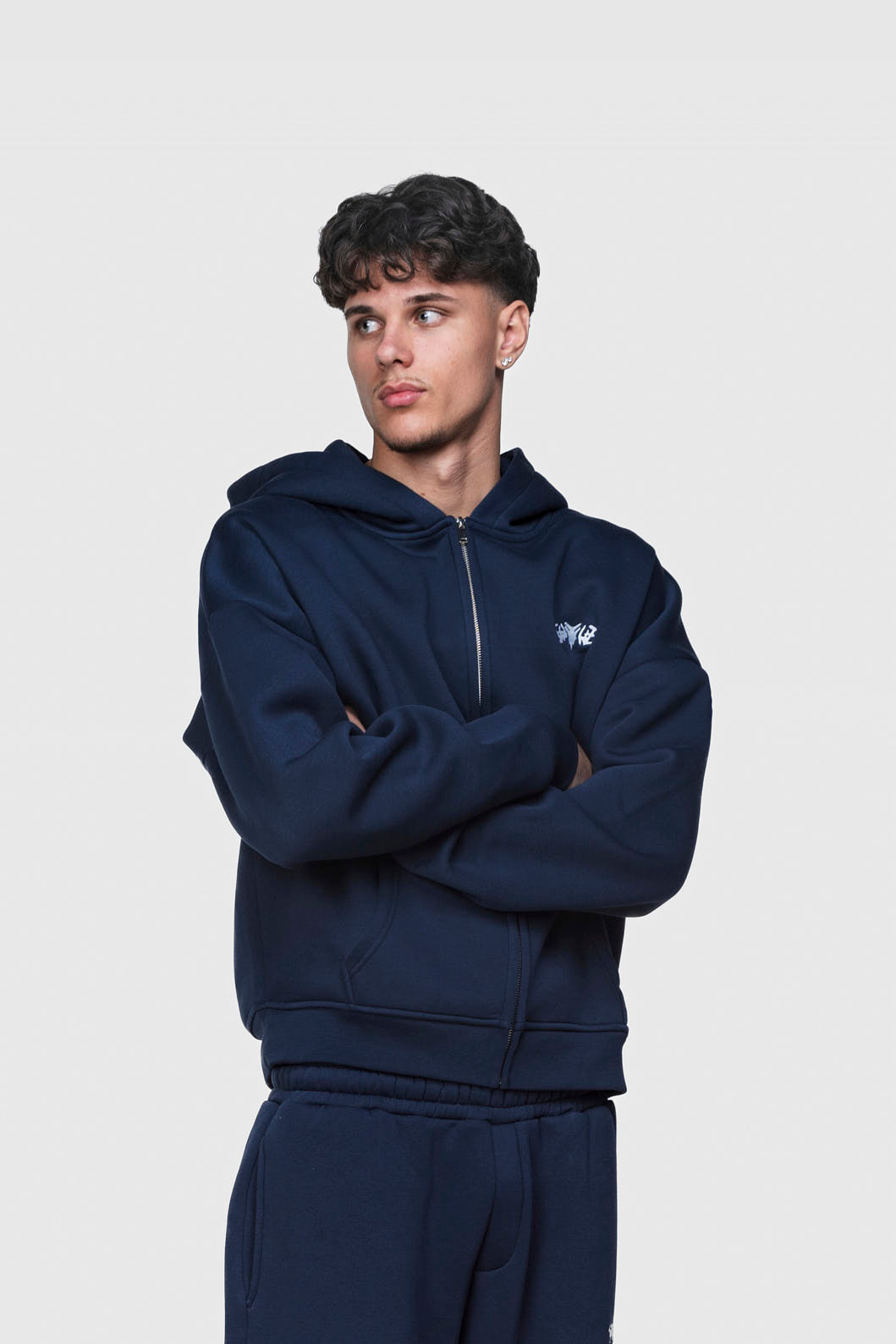 BASIC ZIP HOODIE NAVY