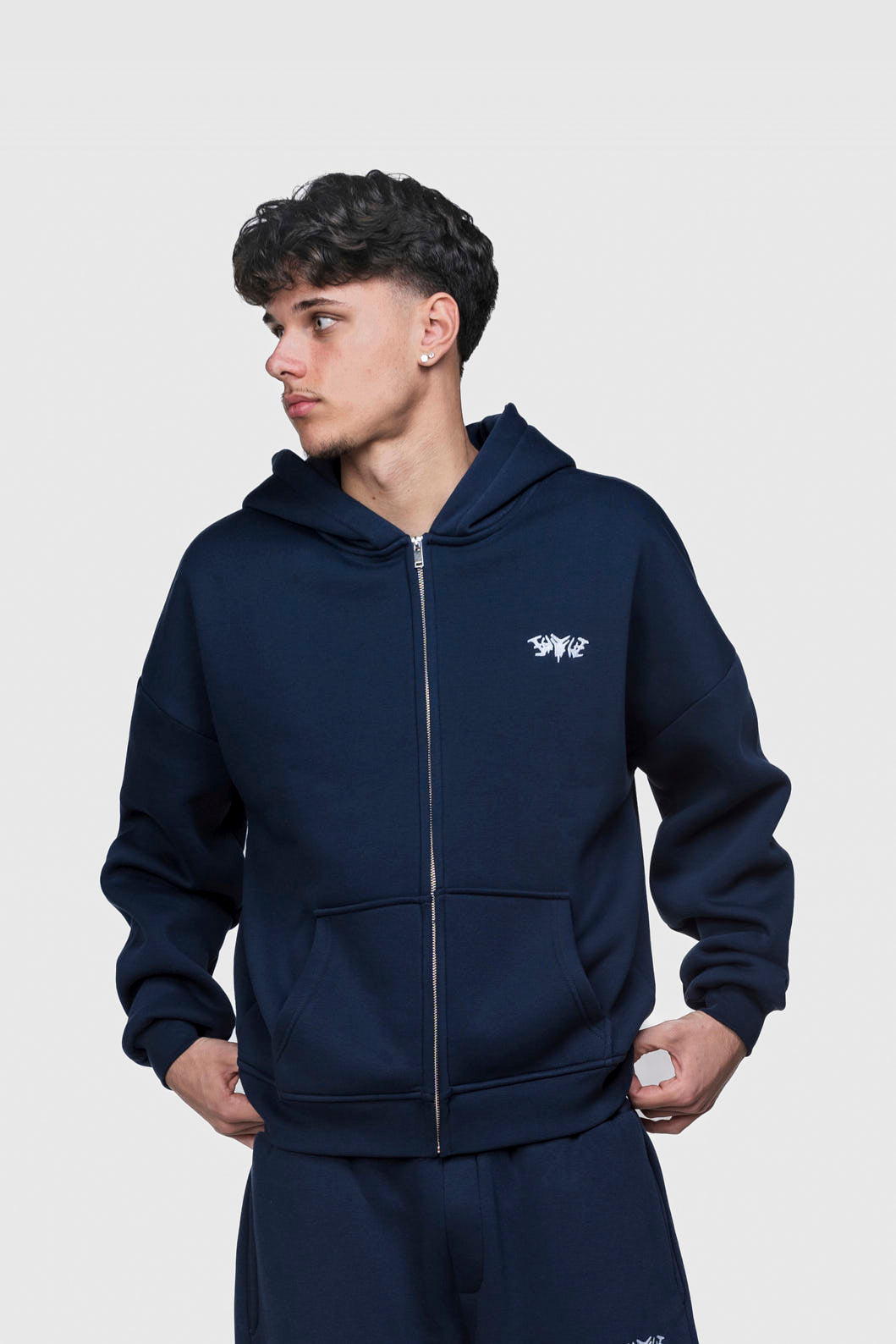 BASIC ZIP HOODIE NAVY