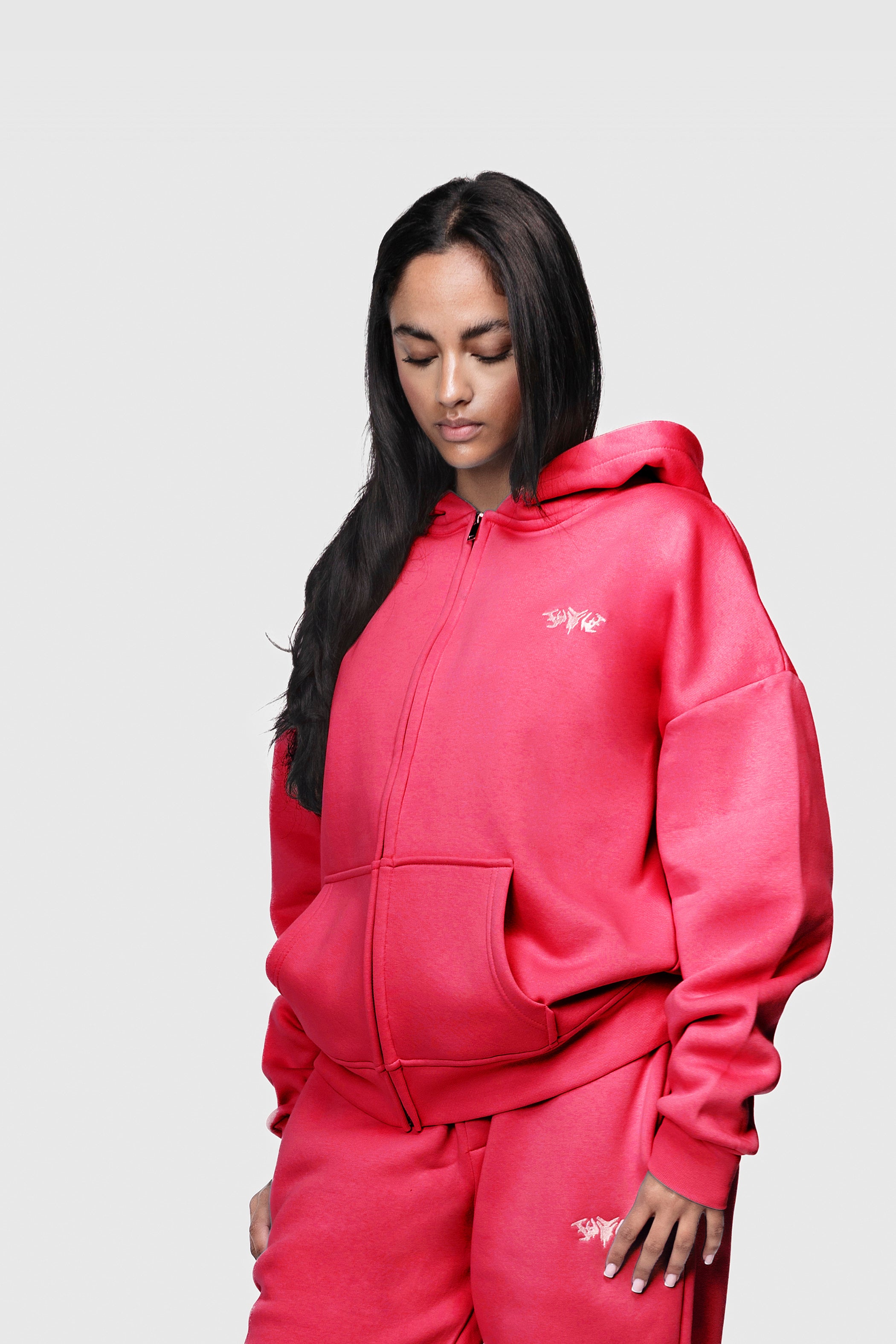 BASIC ZIP HOODIE MAGENTA