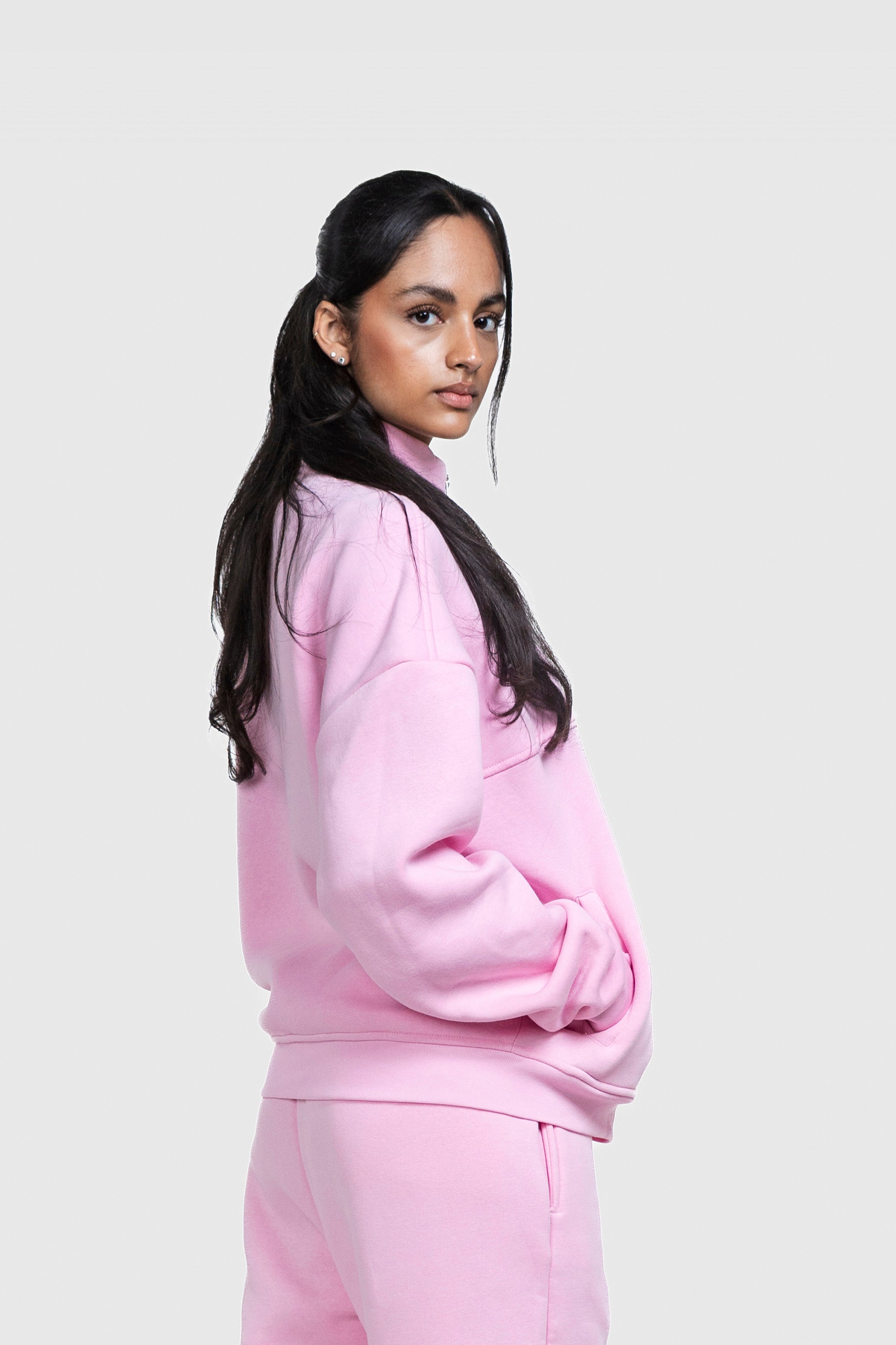 BASIC HIGH NECK ZIP PINK