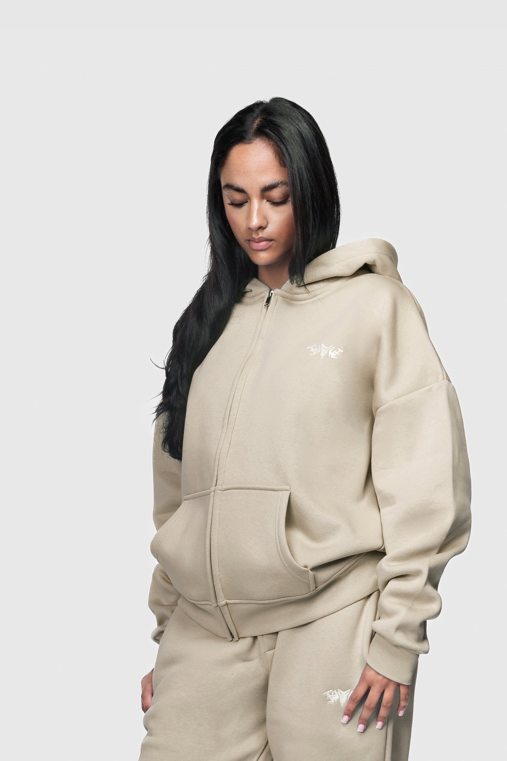 BASIC ZIP HOODIE SANDSTORM