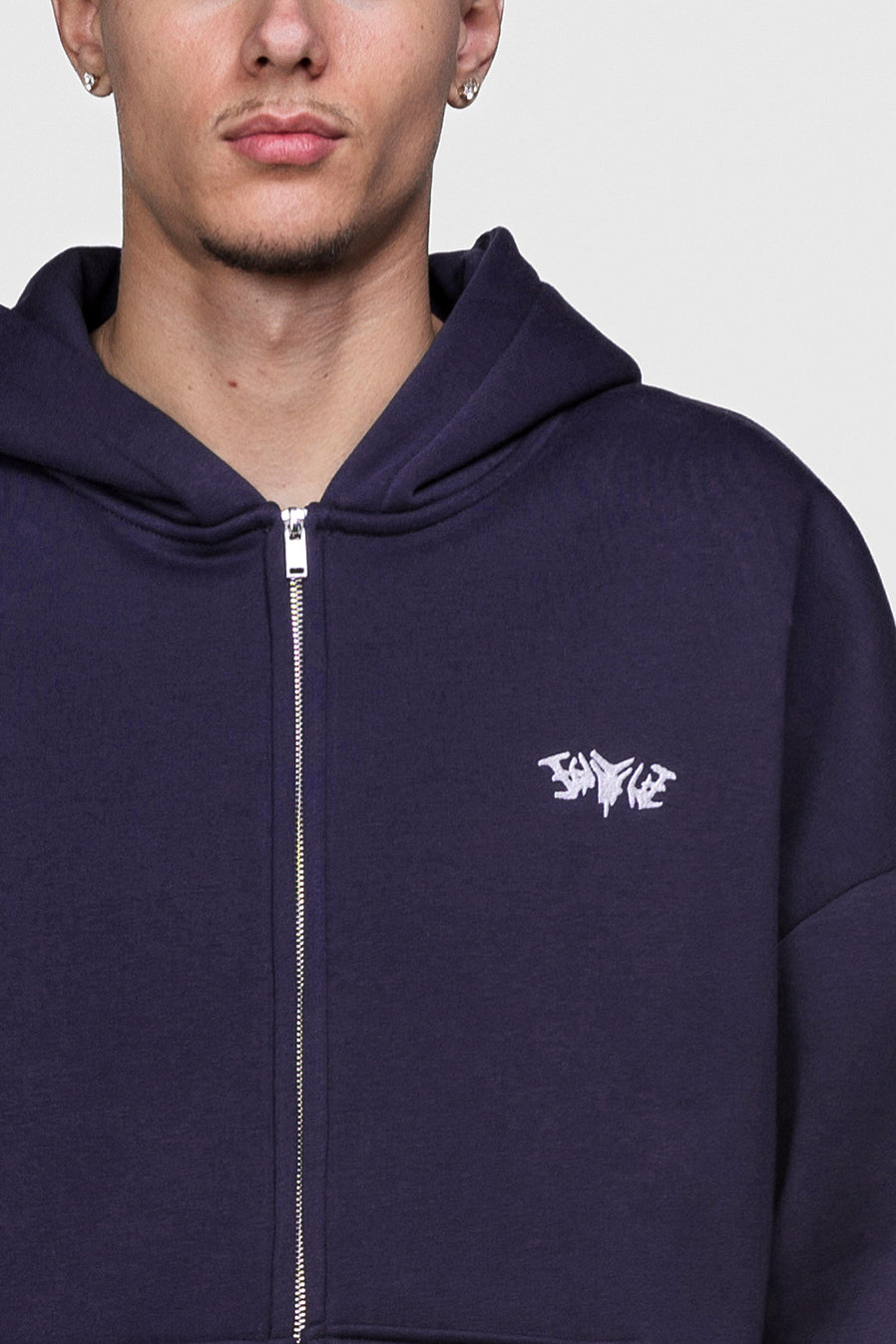 BASIC ZIP HOODIE DARK GRAPE