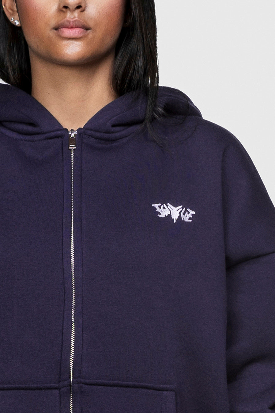 BASIC ZIP HOODIE DARK GRAPE