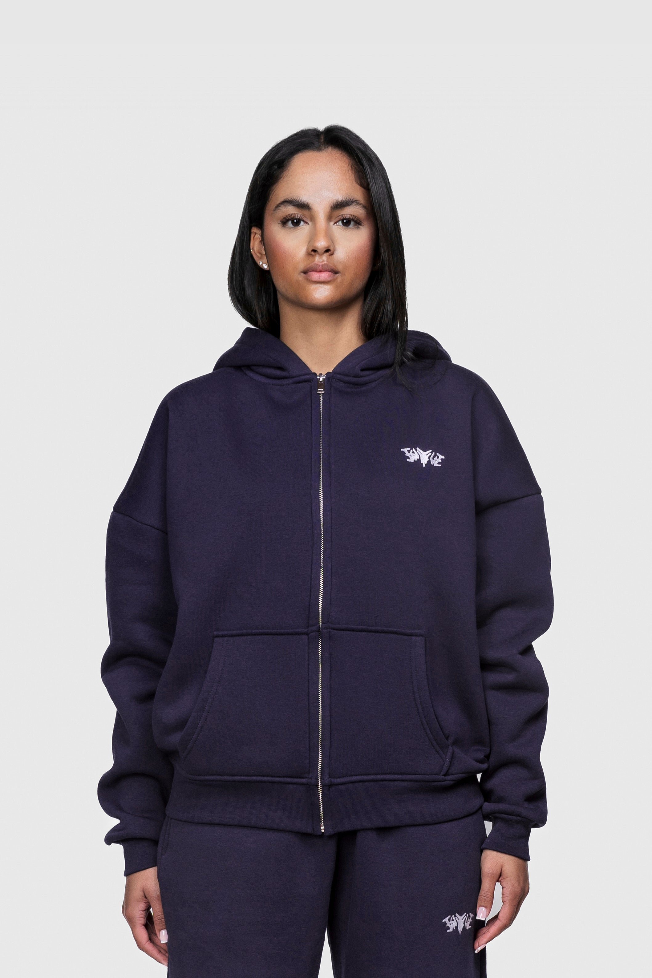 BASIC ZIP HOODIE DARK GRAPE